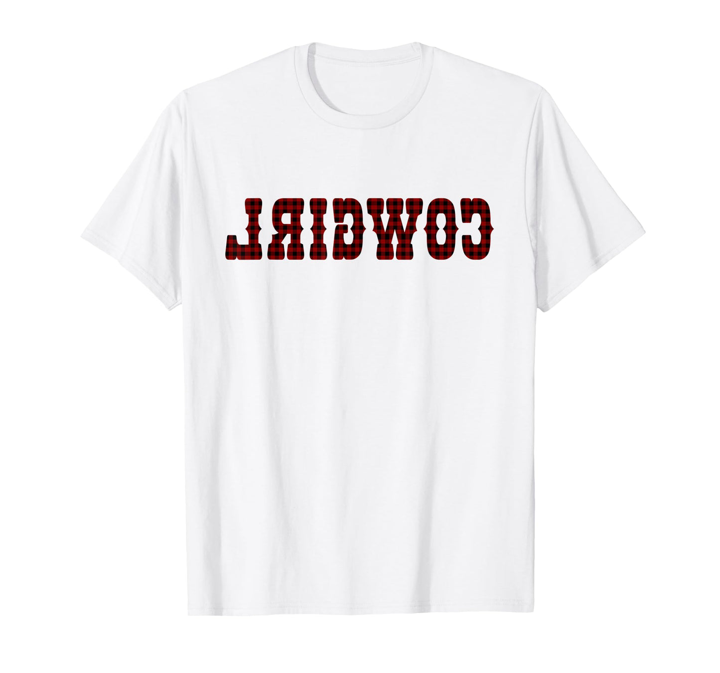 Country Funny Red Plaid Fall Buffalo Plaid Reverse Cowgirl T-Shirt