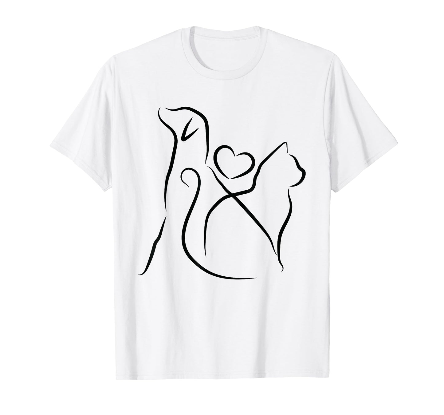 Dog Puppy and Baby Cat Heart - Animal Dog & Cat Heart T-Shirt