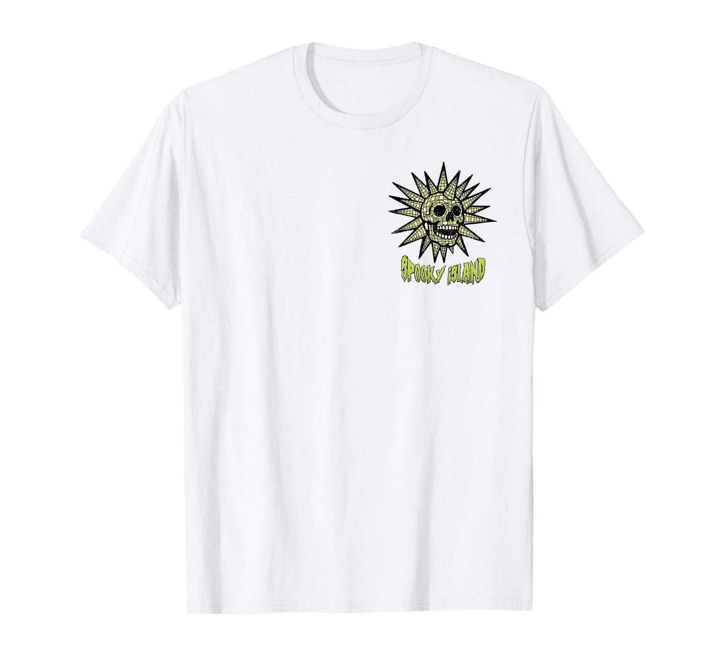 (2 sided) Spooky Island Retro Skull 90s Halloween Summerween T-Shirt