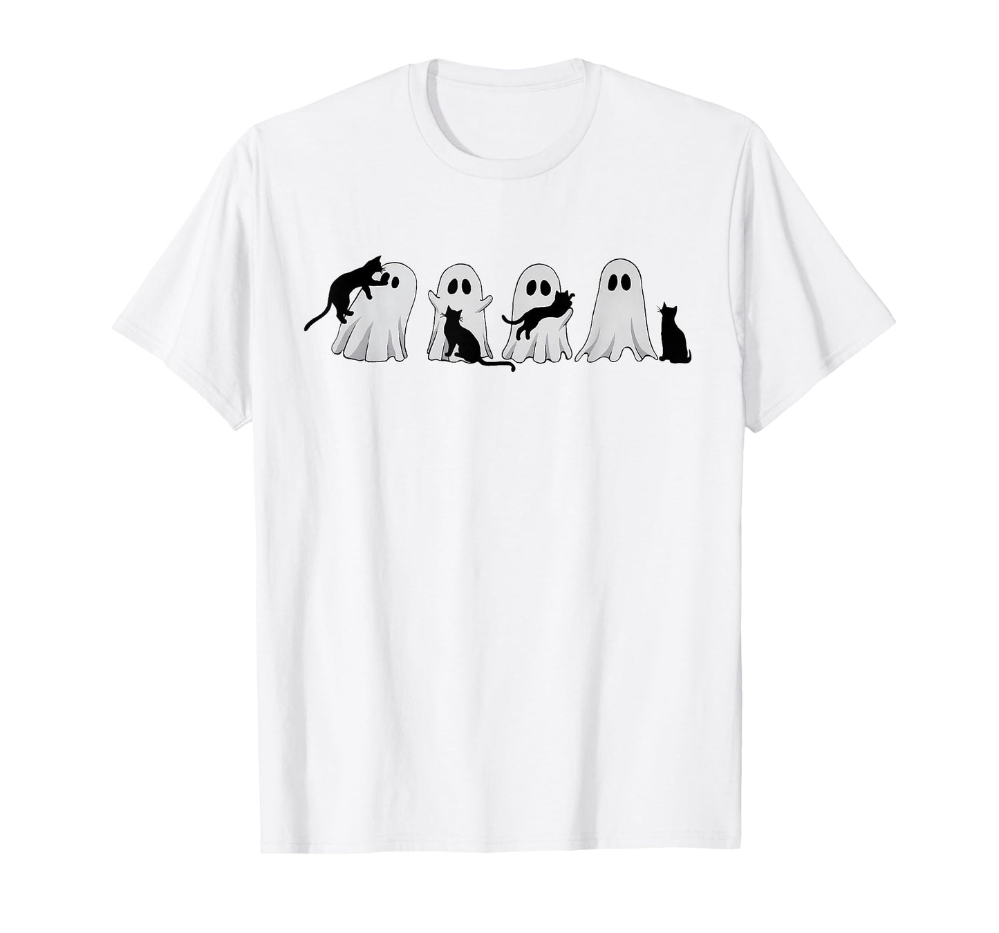 Cute Ghost Cat Halloween Outfit Costumes Cat Lover Spooky Men Women Kids T-Shirt