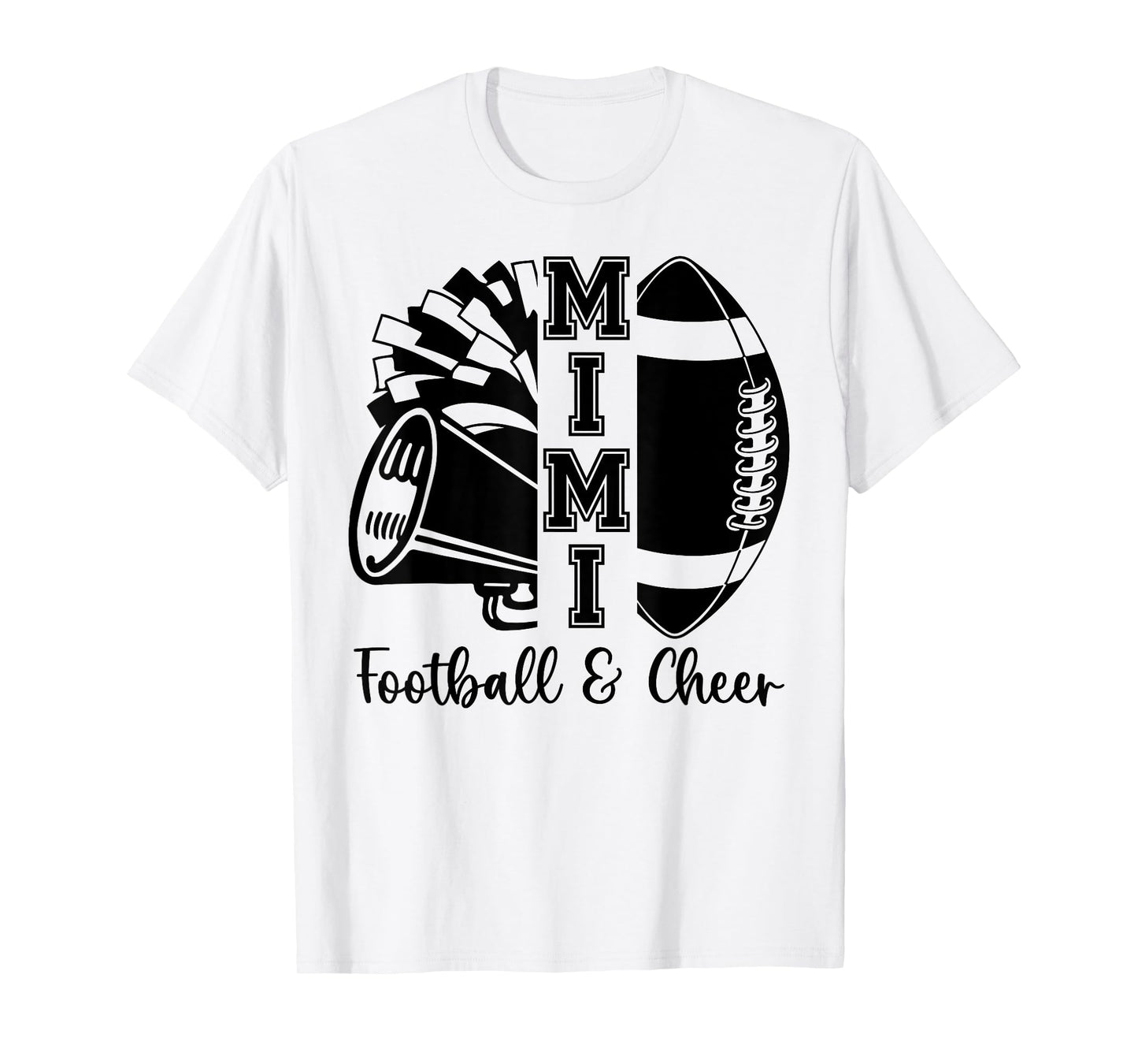 Football Cheer Mimi Grandma High School Cheerleader Pom Pom T-Shirt