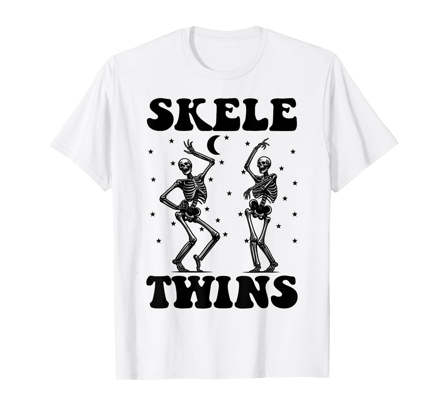 Twins Halloween Matching Skeletwins Funny Dancing Skeletons T-Shirt