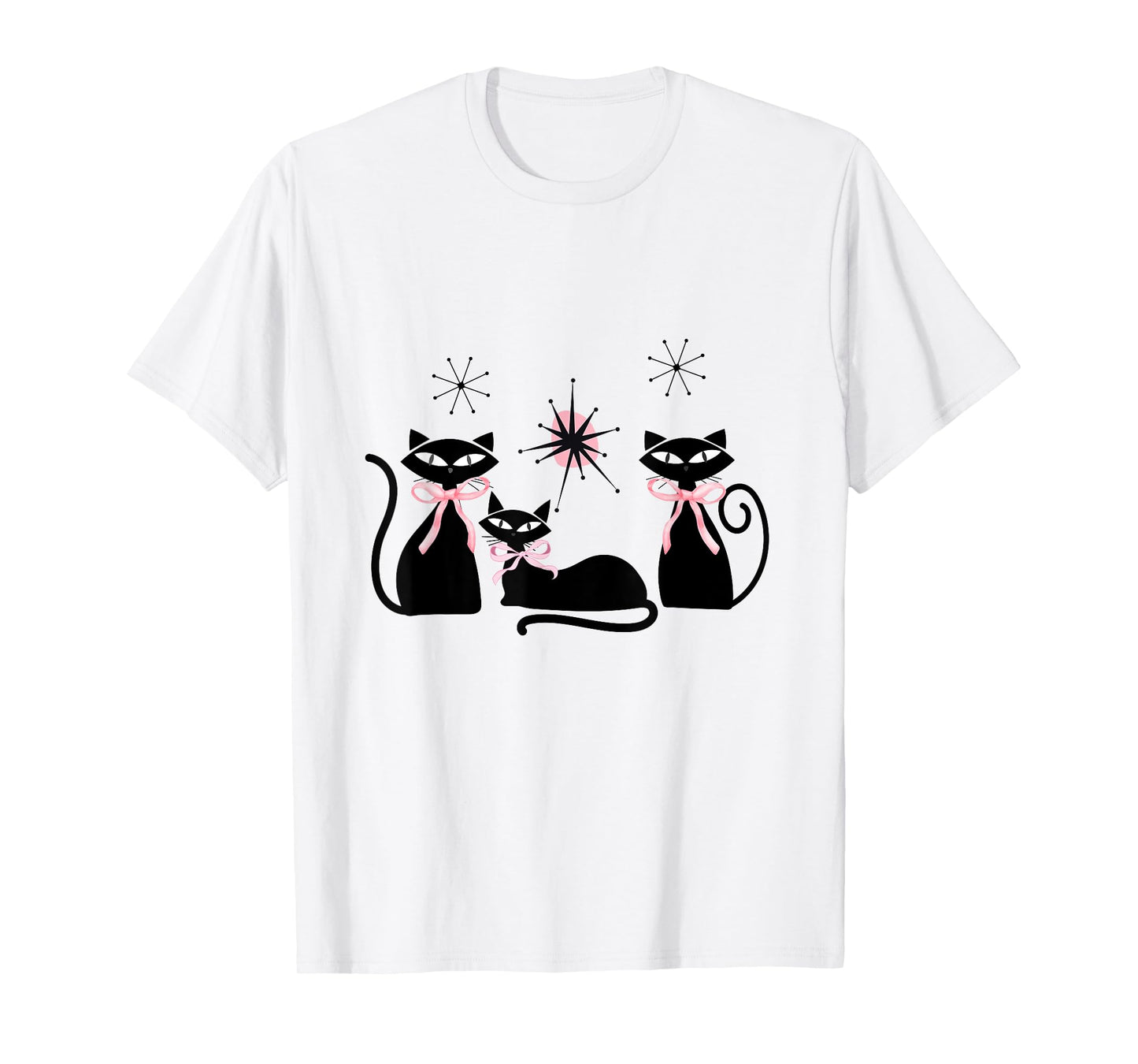 Atomic Cats Pink Bows Black Kitties MCM Girl T-Shirt