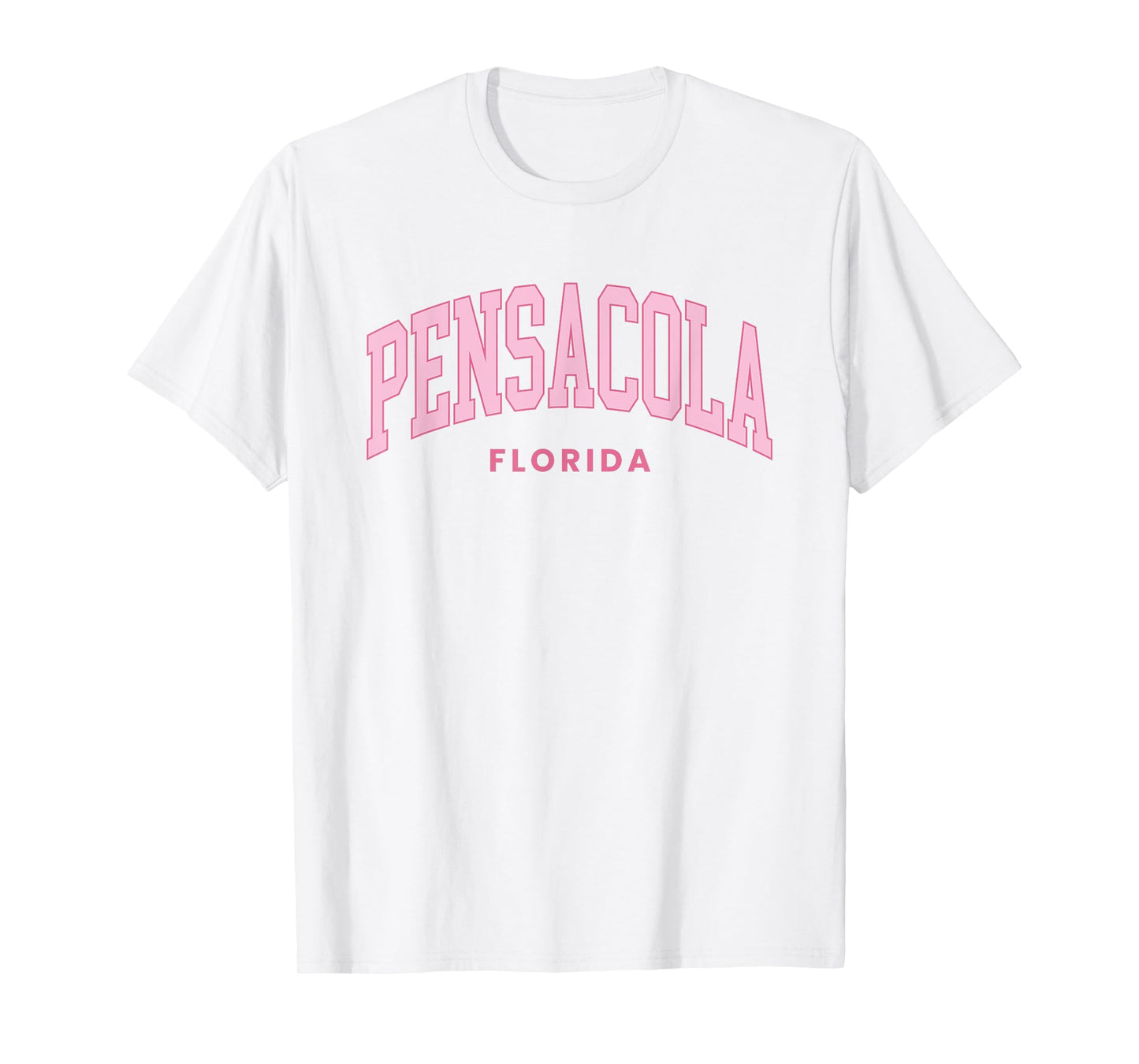 Pensacola Florida Retro Preppy Throwback Womens Girls Pink T-Shirt