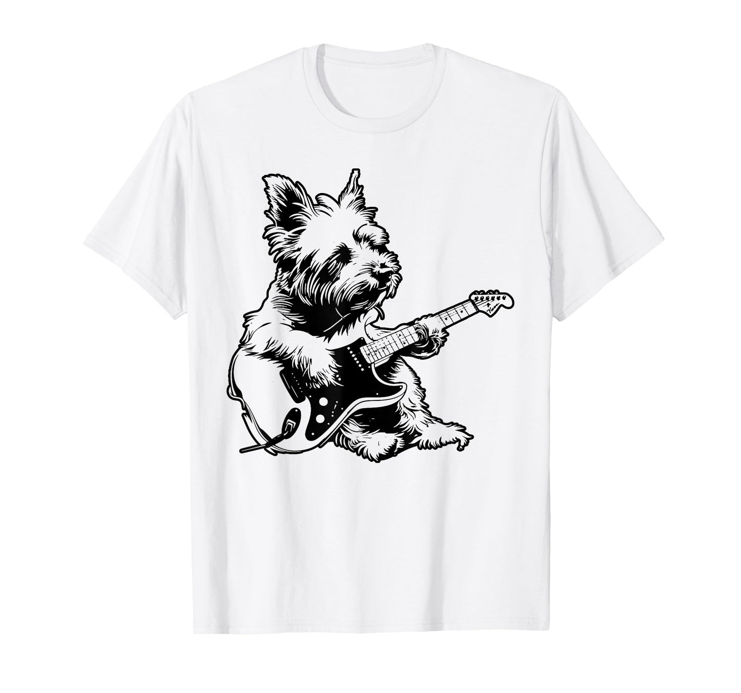 Dog Guitarist Guitar - Westie Dad Mom T-Shirt for Men Women