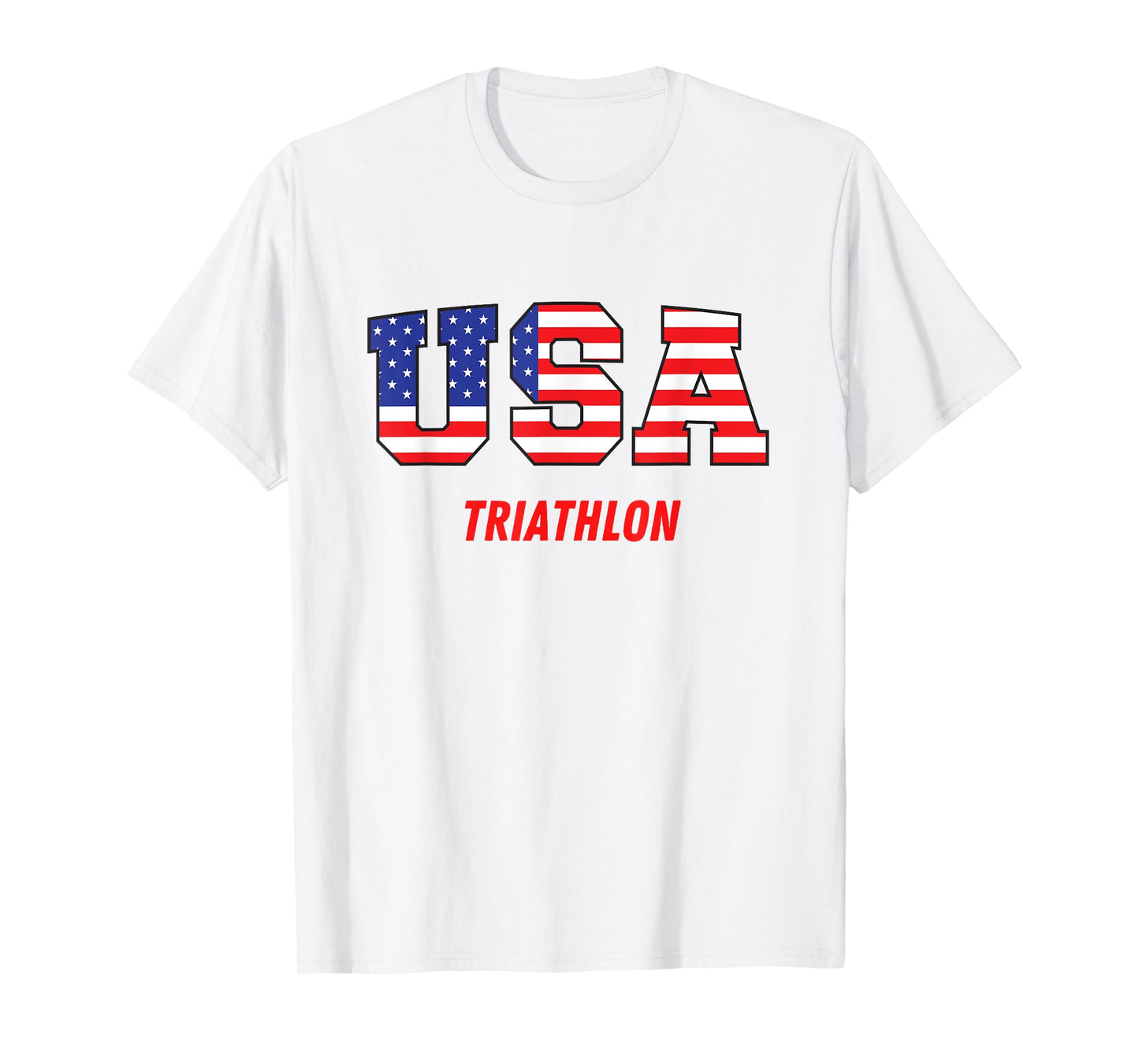 Triathlon USA Go Team Sport Patriotic American Flag T-Shirt