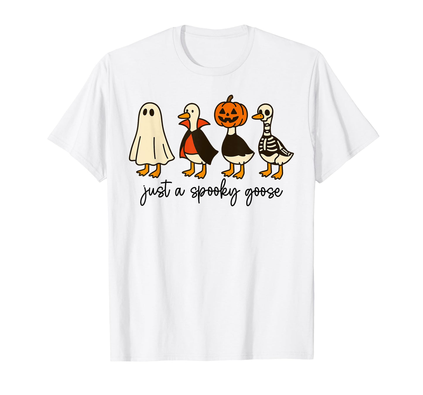 Just A Spooky Goose Spooky Silly Goose Halloween Pumpkin T-Shirt