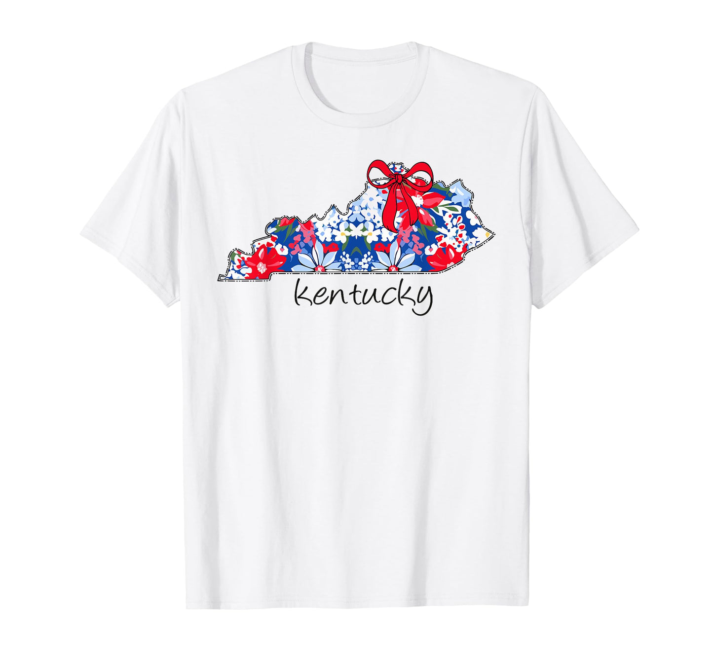Kentucky Map 4th Of July Red White Blue Bow Patriotic T-Shirt
