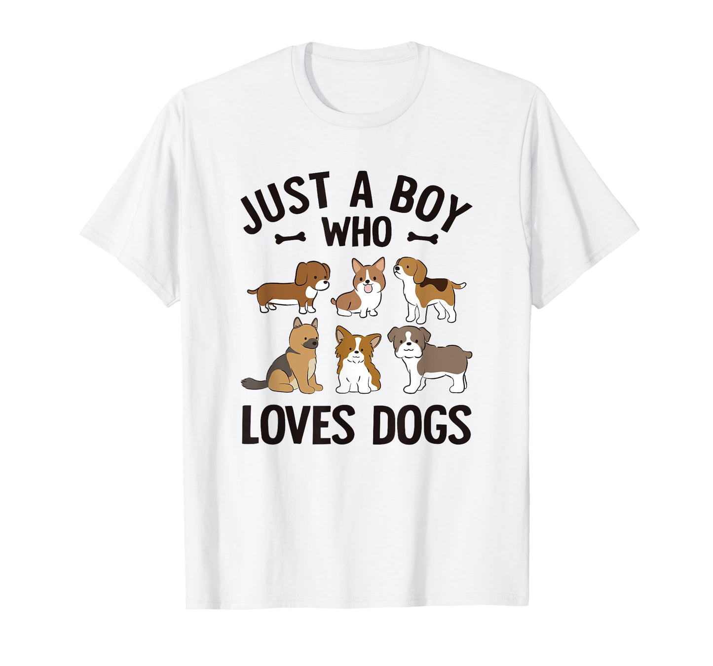 Just A Boy Who Loves Dogs Boys Toddler Puppy Dog Lover T-Shirt