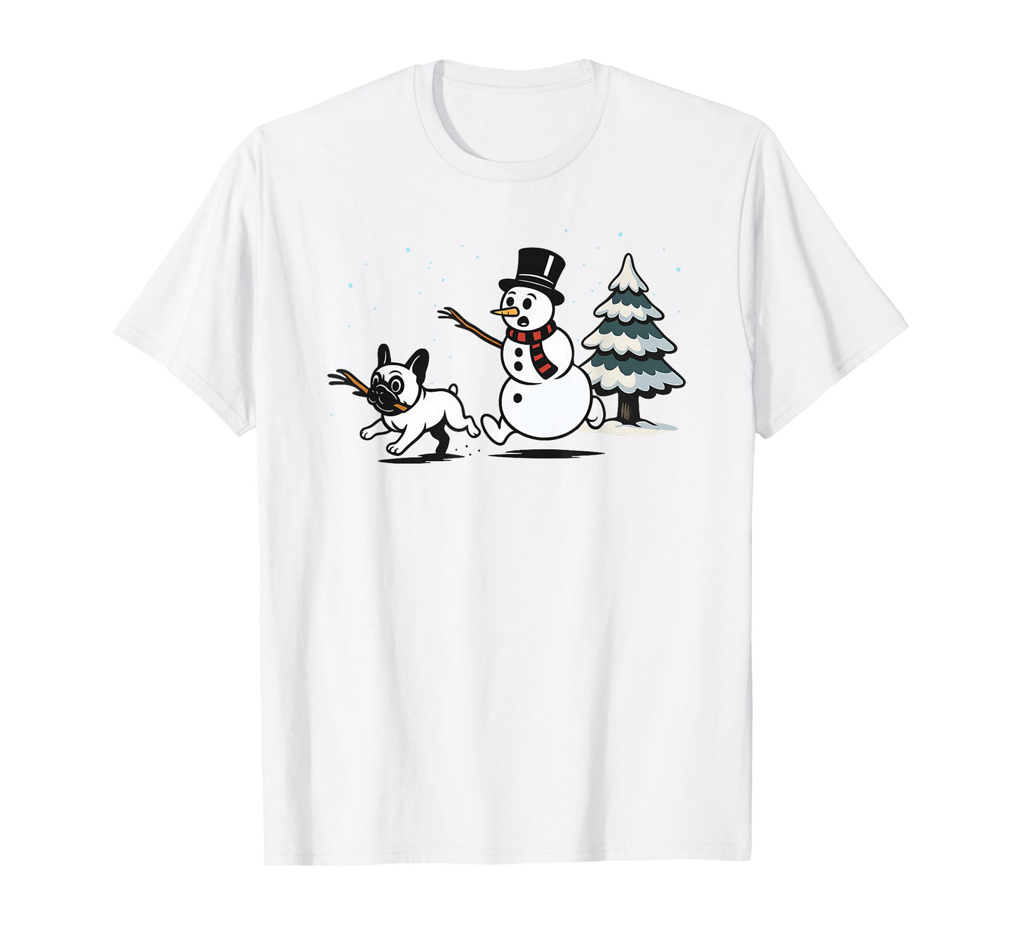 Funny Christmas French Bulldog Frenchie Snowman Dog Mom Dad T-Shirt