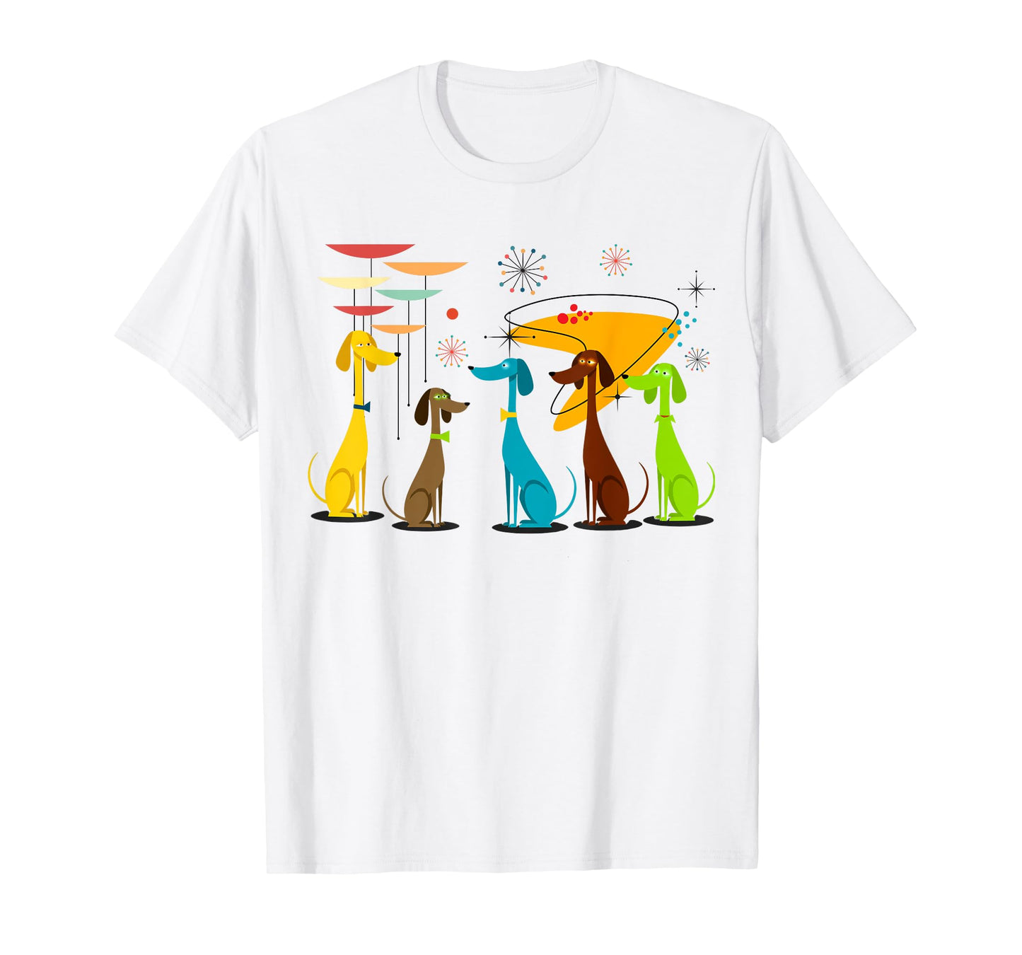 Vintage Retro Mid-Century Modern Look Dogs 50s 60s Style T-Shirt