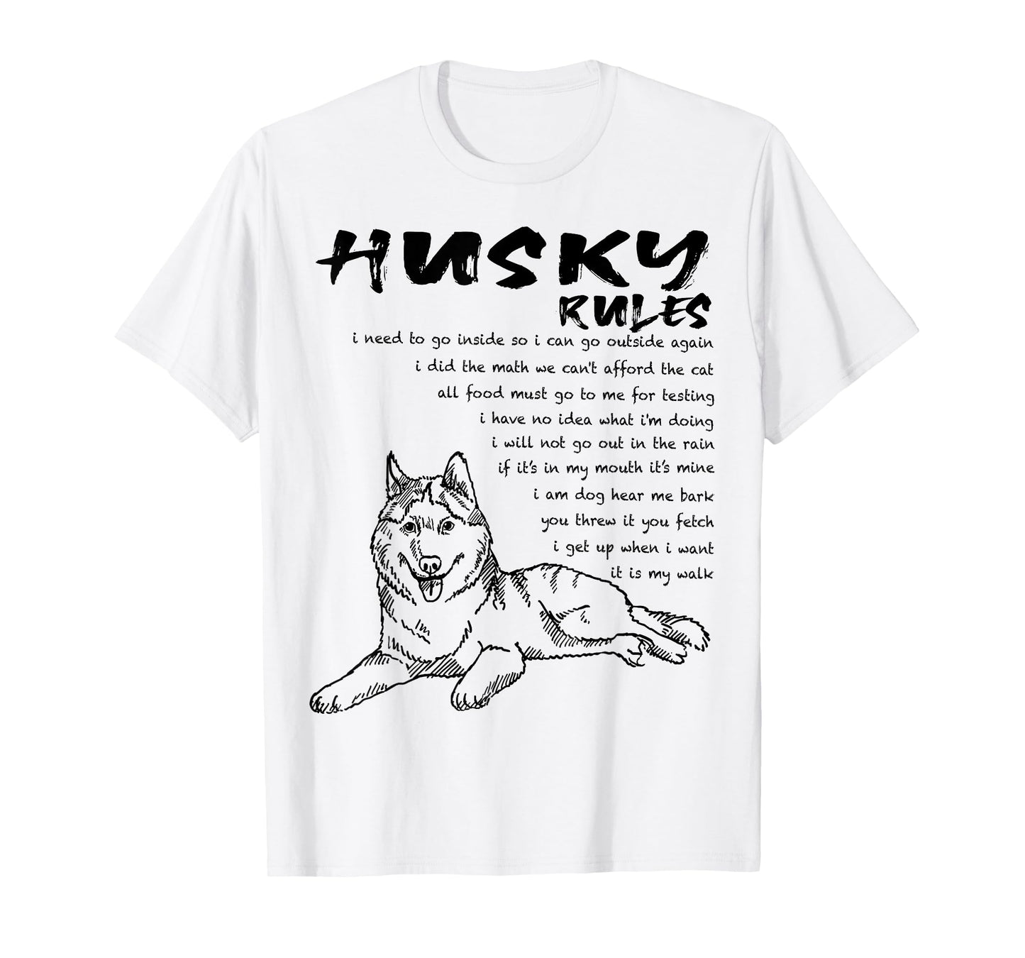 Funny Siberian Husky Dog Hand Drawn Art Men Women Girls Kids T-Shirt