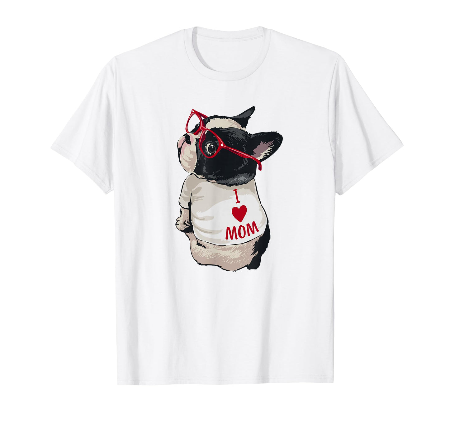 Womens Girls I Heart Mom Love Mama Boston Terrier Dog Lover T-Shirt