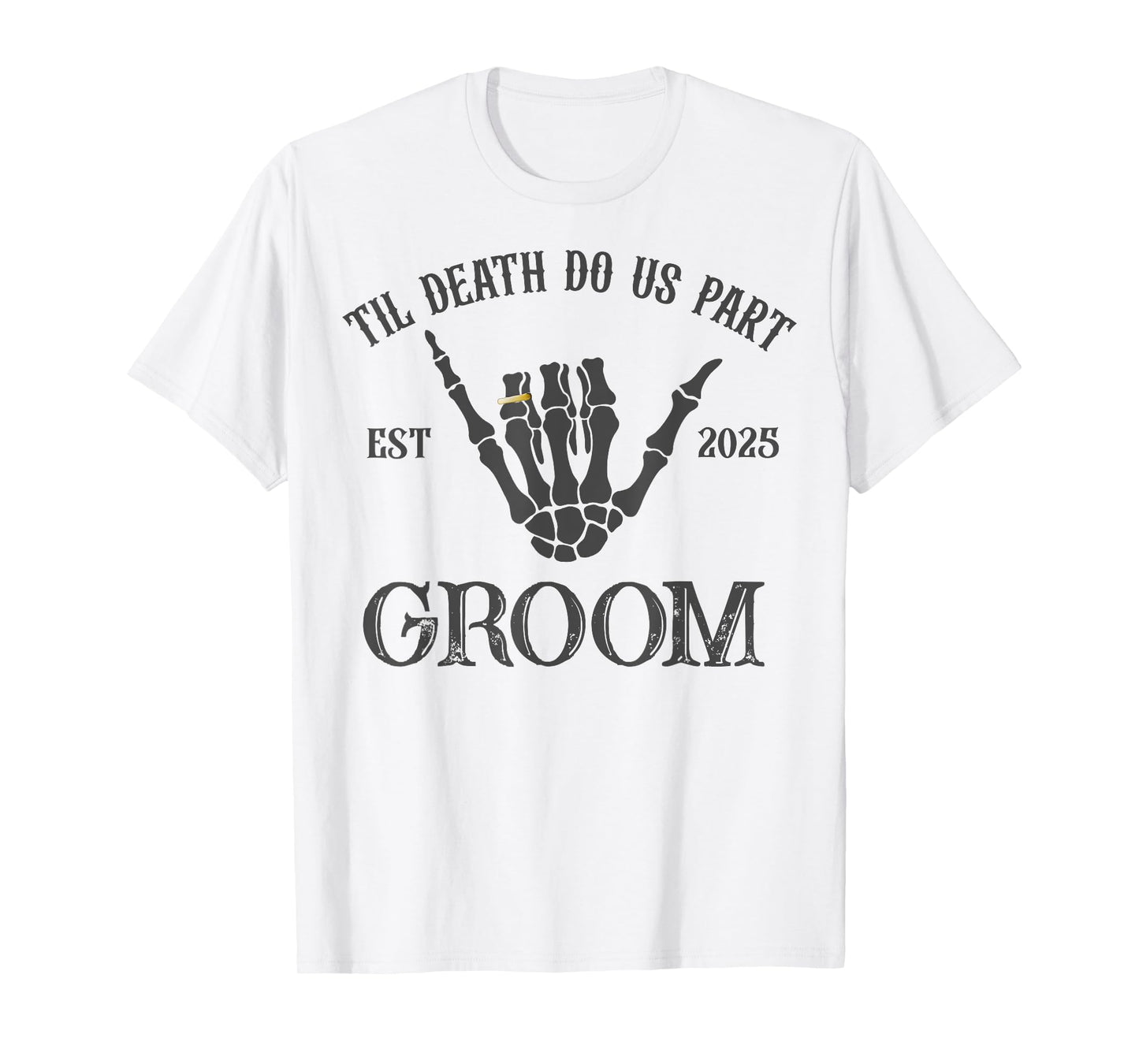 Bride Groom Skeleton Gothic Halloween Engagement Wedding T-Shirt