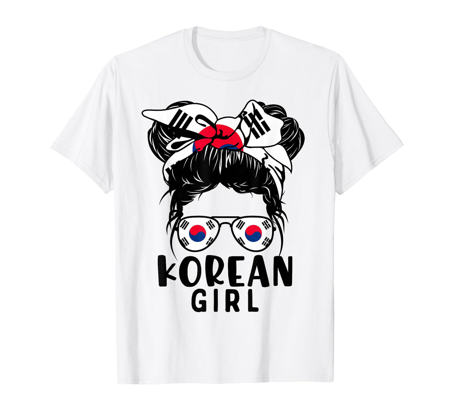 Korean Girl Messy Hair Korea Pride Patriotic Womens Kids T-Shirt