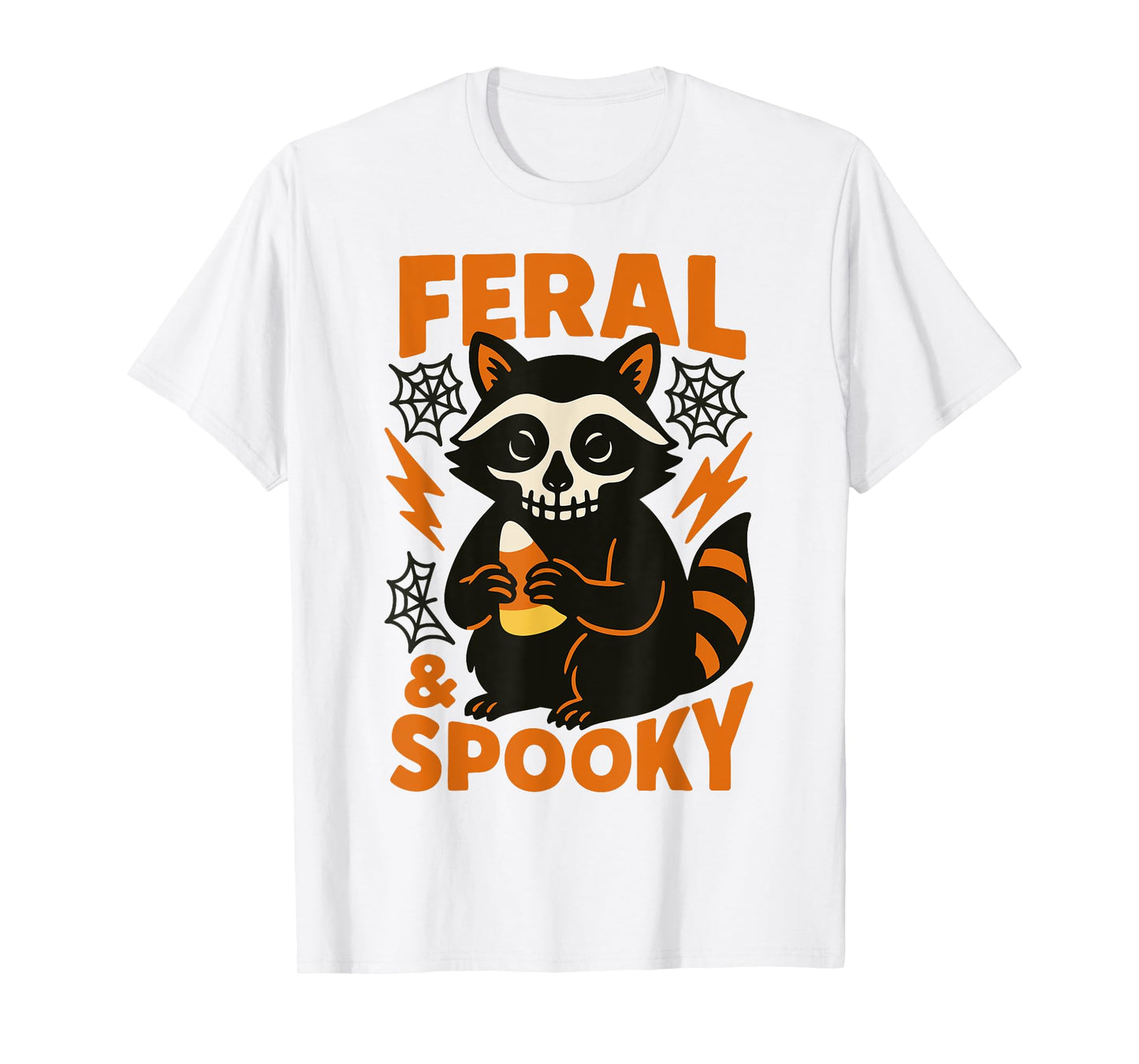 Feral And Spooky Halloween Raccoon Skull T-Shirt