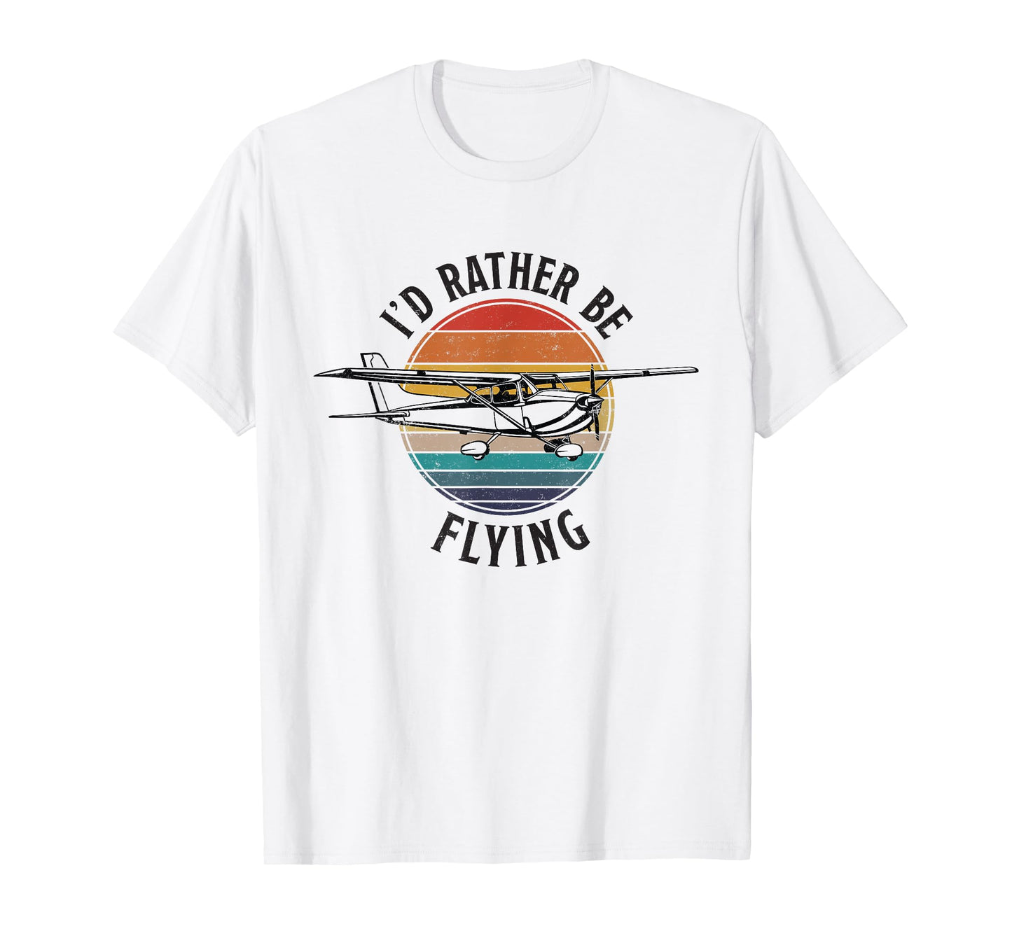 The Avid Aviator Cafe Vintage I'd Rather Be Flying C172 Airplane Cool Pilot Grey T-Shirt