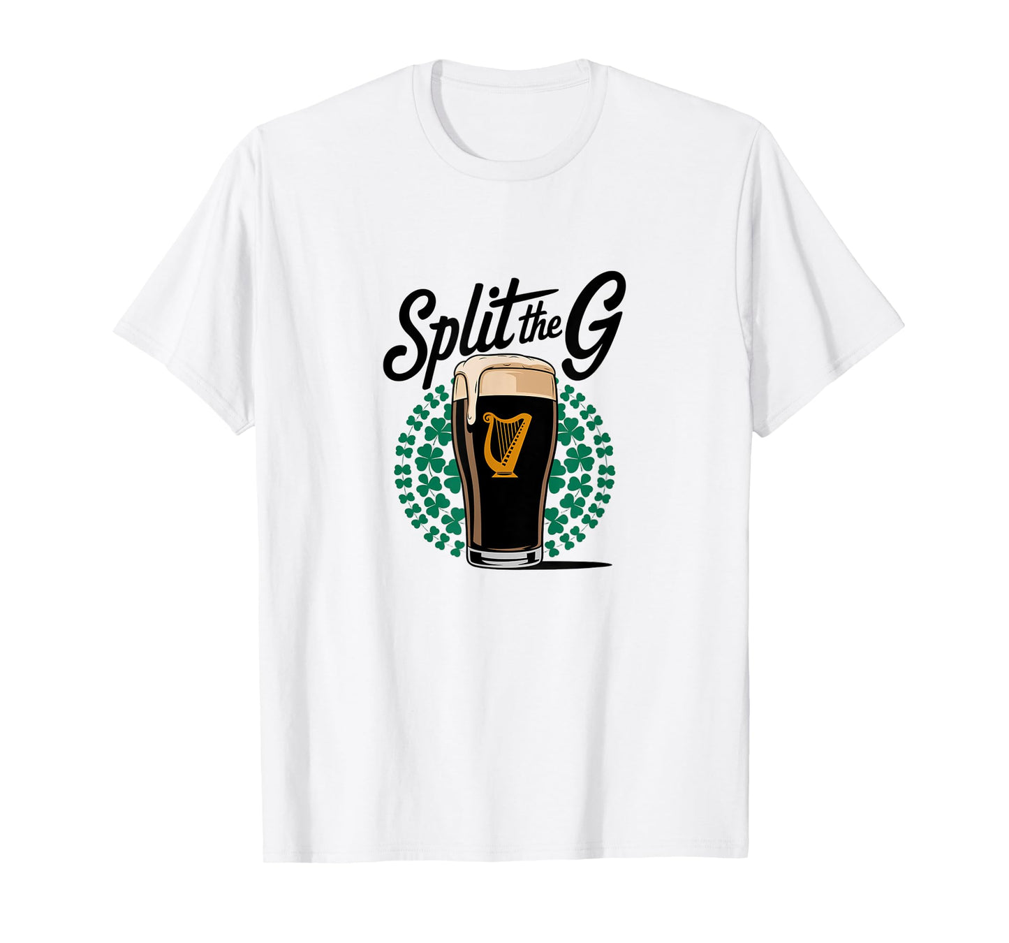 Irish Beer Split The G Shamrock Pint T-Shirt