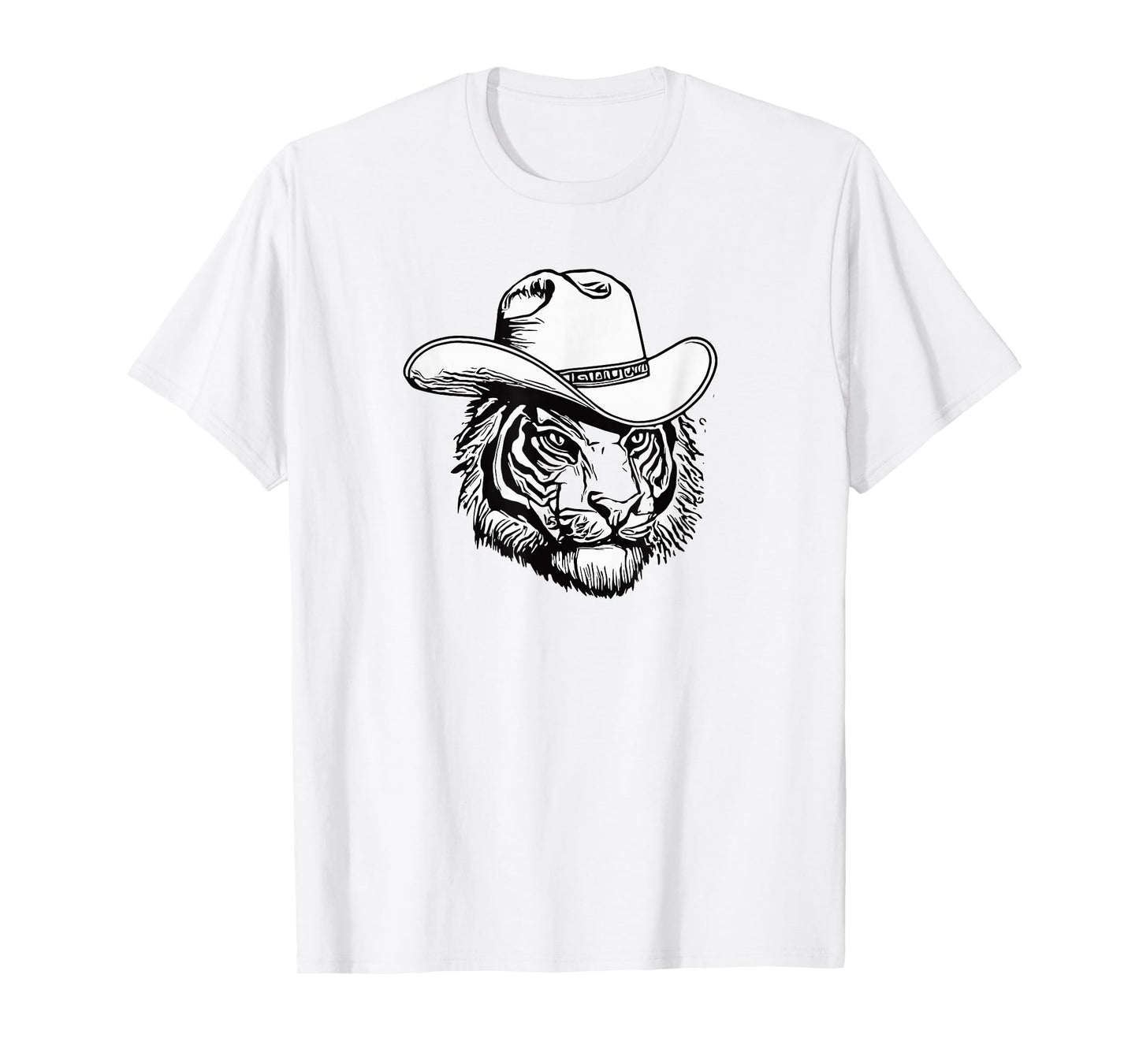 Funny Country Music Tiger Cowboy Hat Cat Vintage T-Shirt