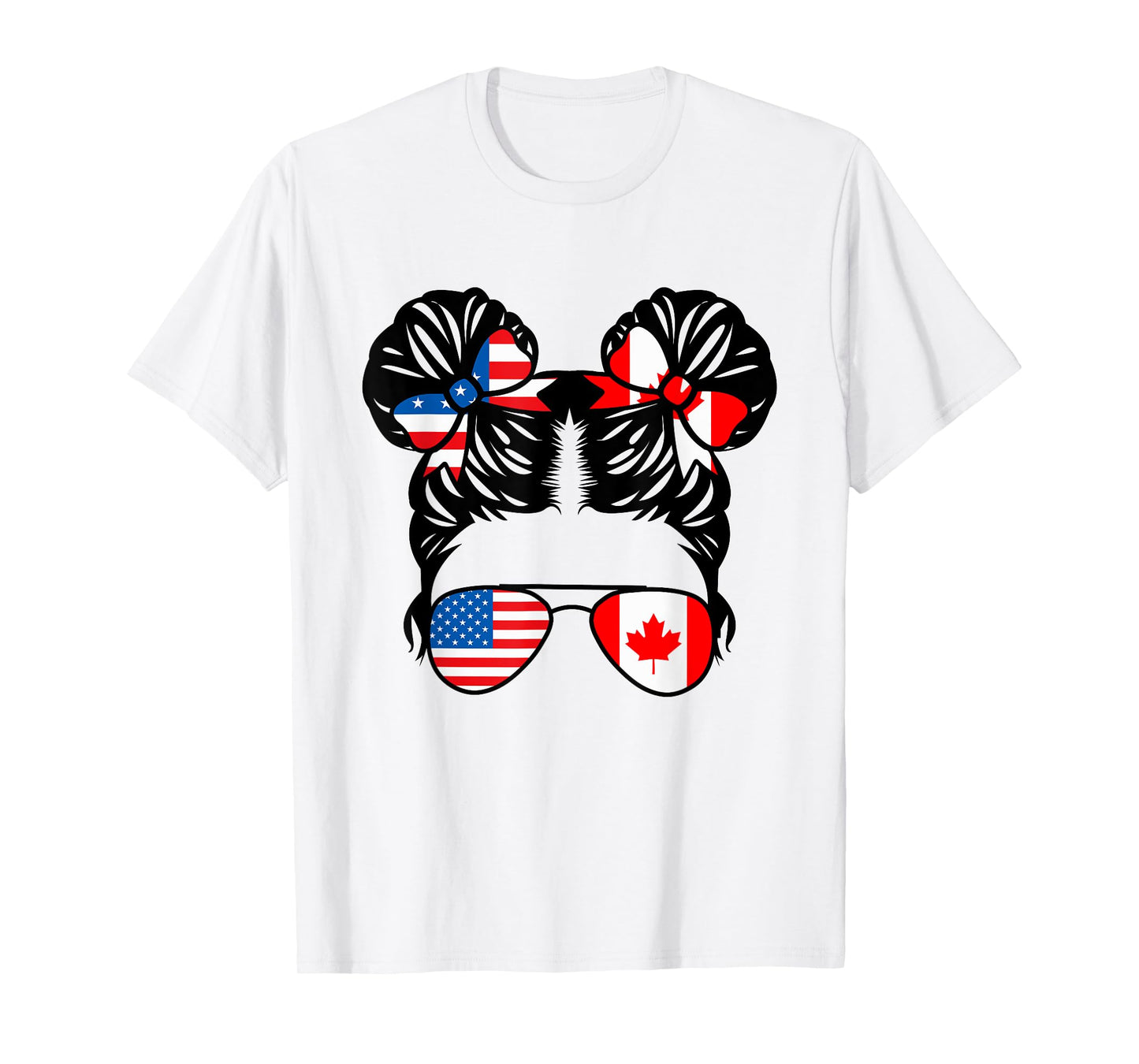 Half American Half Canadian Girl USA Canada Flag Patriot T-Shirt