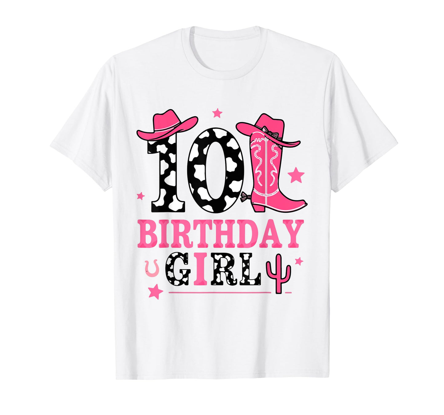 Girls 10th Birthday Kids Cowgirl Birthday Decor Party T-Shirt