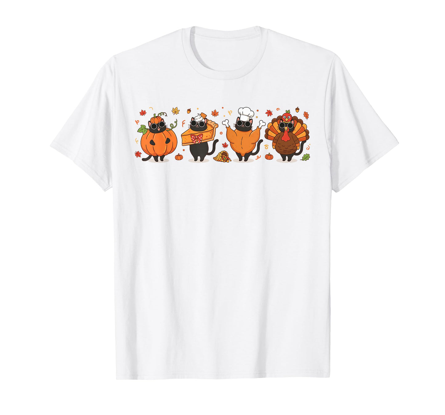 Black Cat Pumpkin Pie Turkey Thanksgiving Fall Cat Lovers T-Shirt