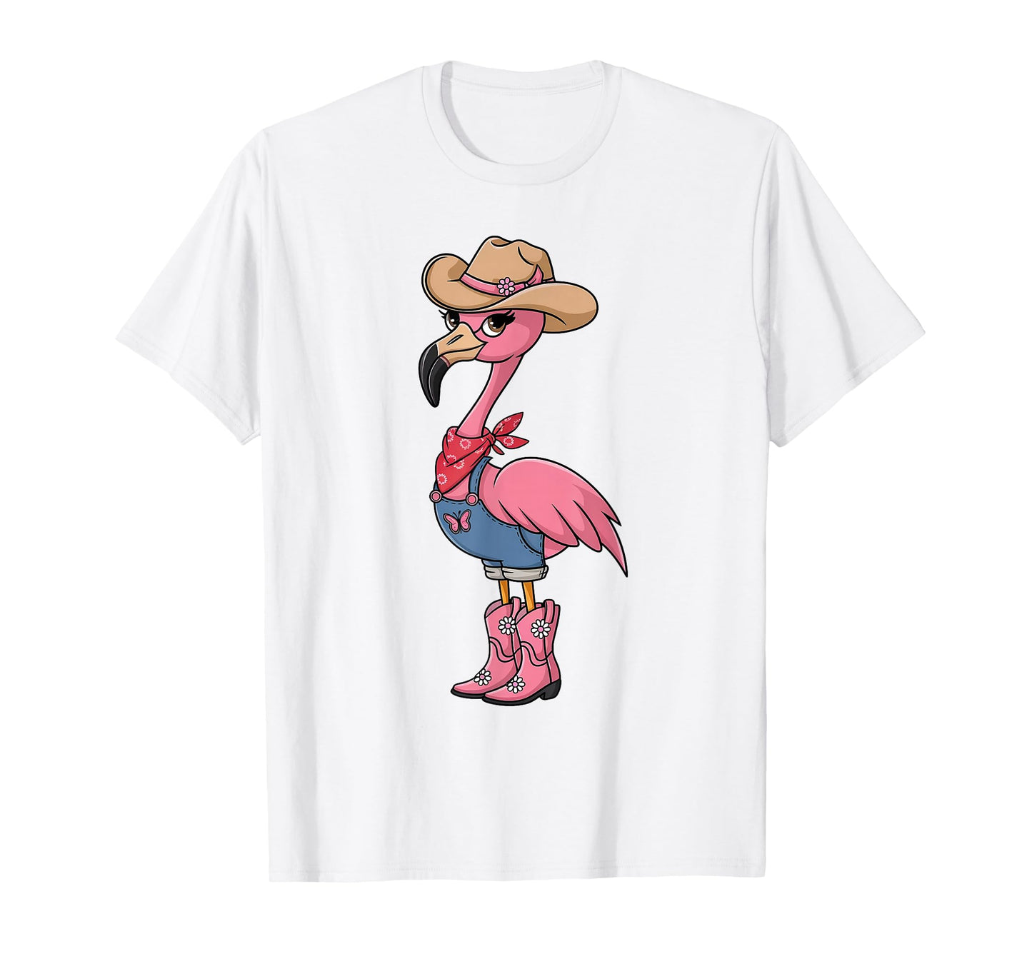 Pink Flamingo Tropical Animals Cowgirl Cowboy Flamingo Bird T-Shirt