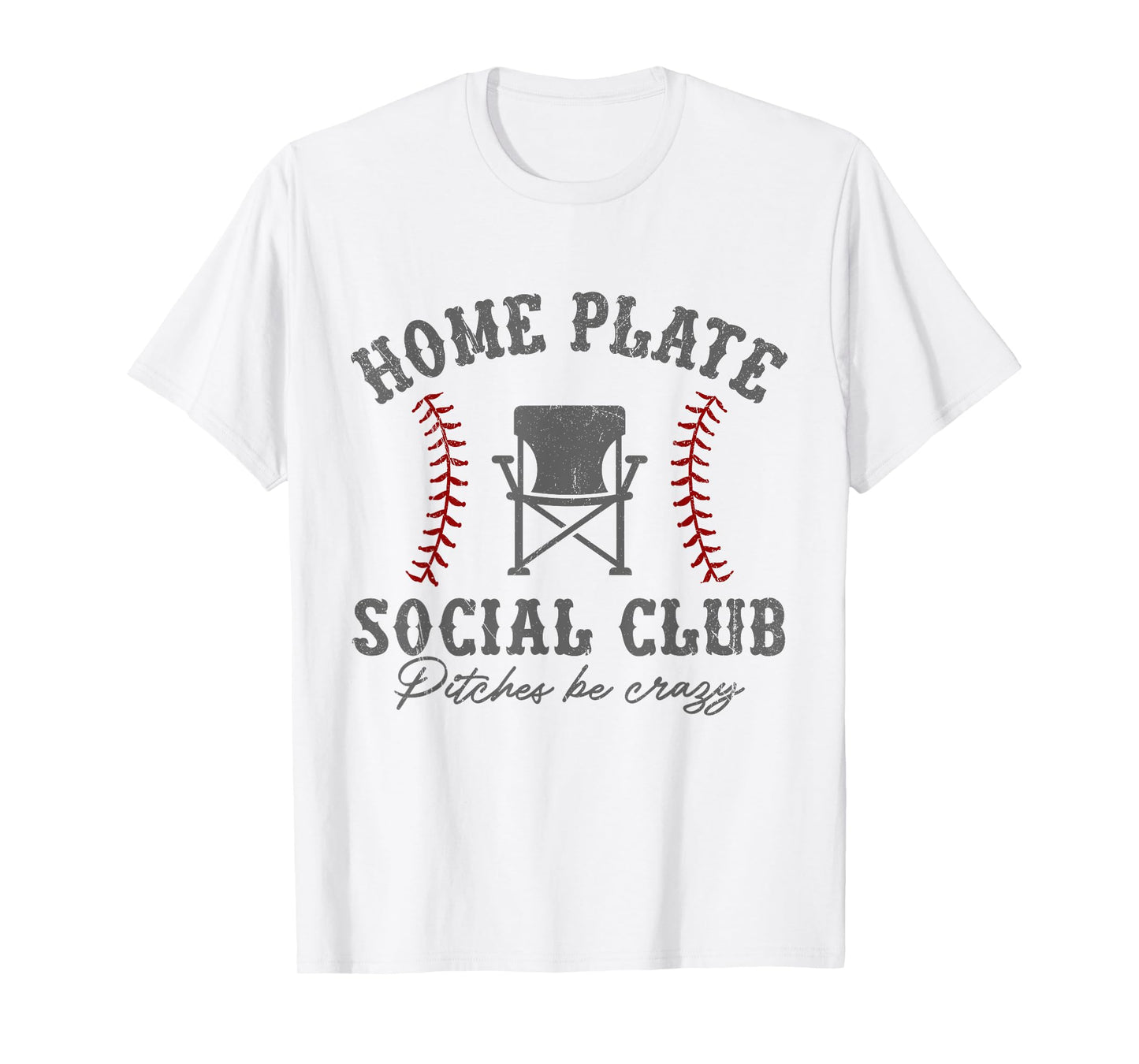 Home Plate Social Club Pitches Be Crazy Baseball T-Shirt
