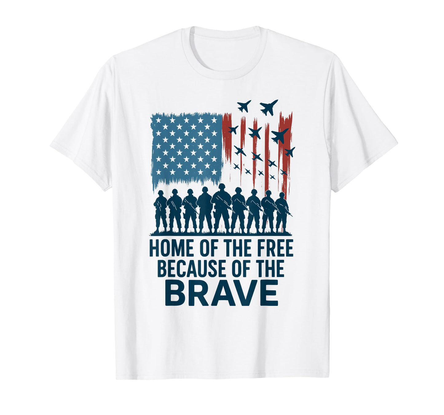 Home of The Free Because of The Brave Patriotic US Flag T-Shirt