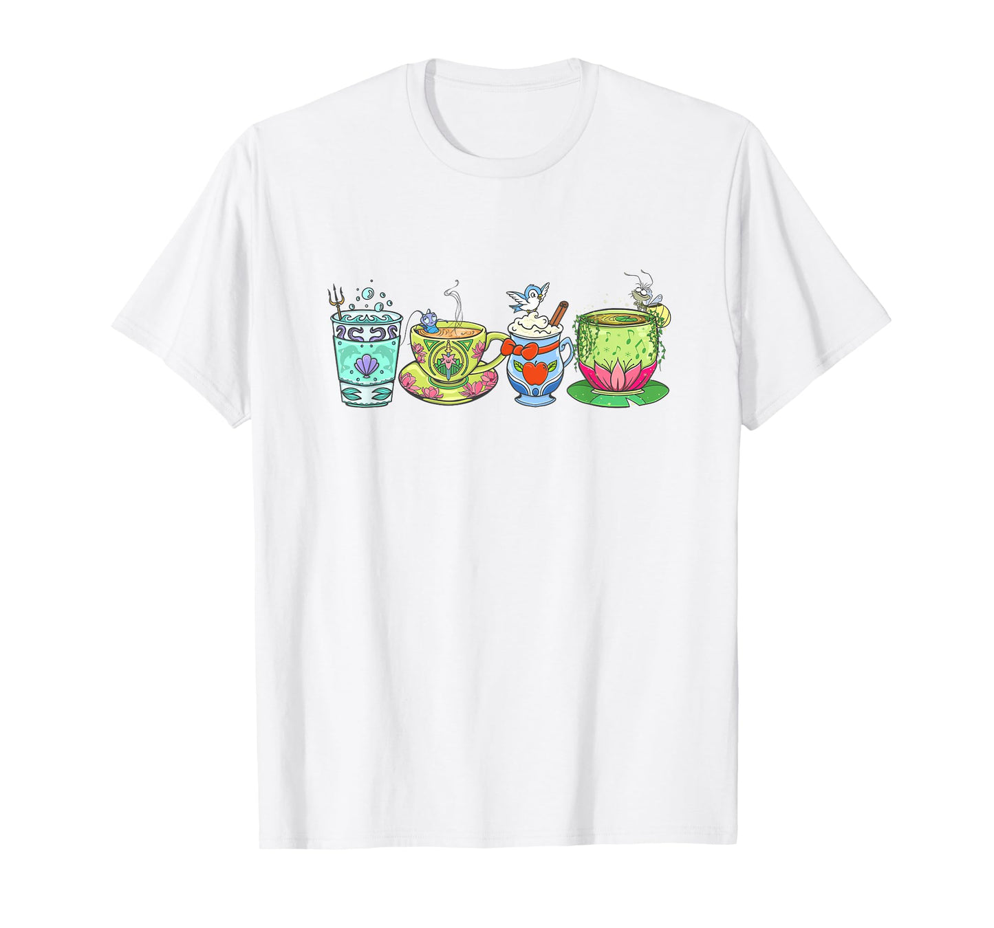 Disney Princess Royal Tea Party Stylized Cups Lined Up T-Shirt