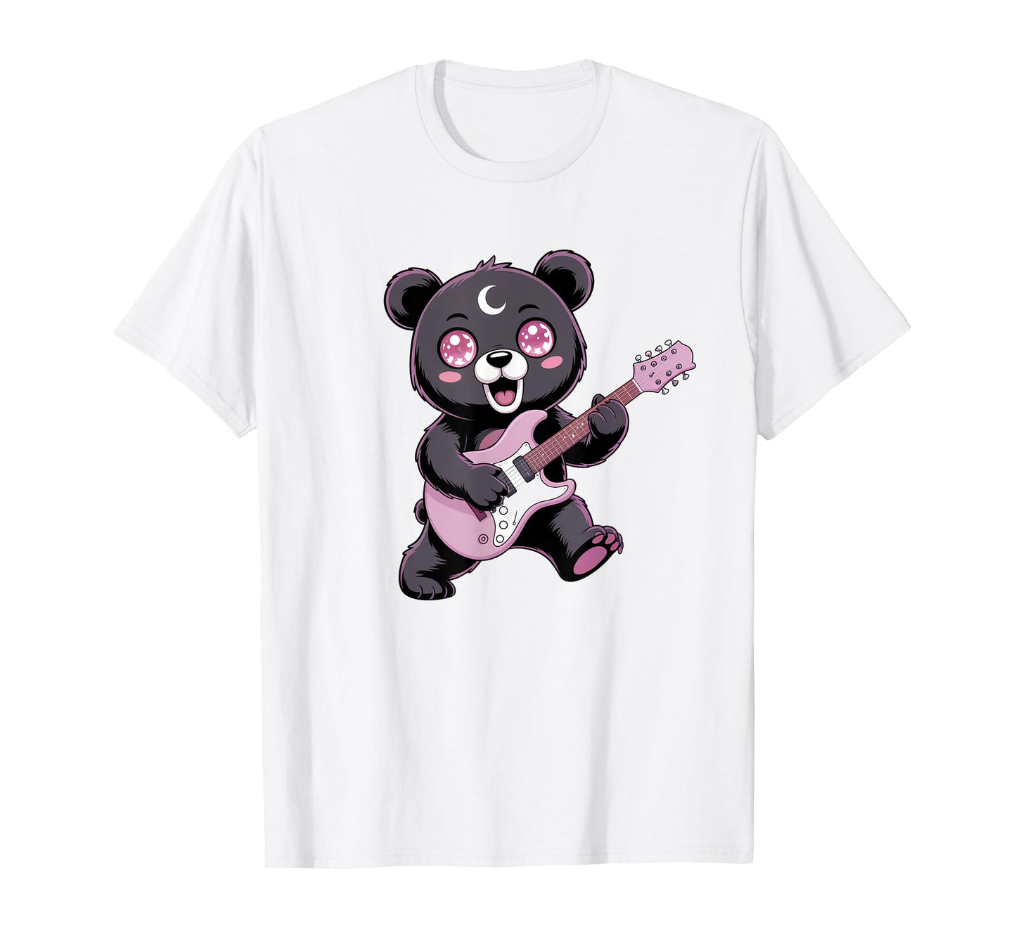 Bear Guitar Rock and Roll Kawaii Goth Girl Clothes Pink Goth T-Shirt