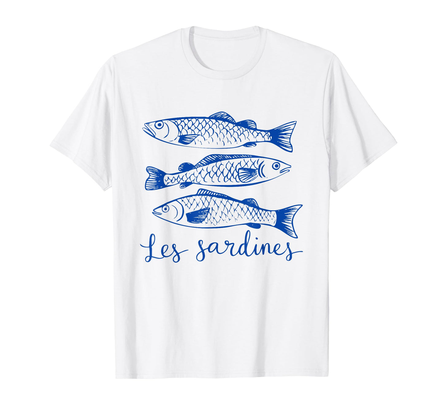 Les Sardines Themed Vintage Fish Illustration T-Shirt