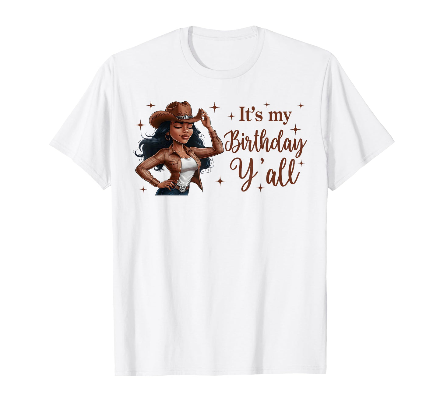 It's My Birthday Y'all Western Rodeo Birthday Black Cowgirl T-Shirt