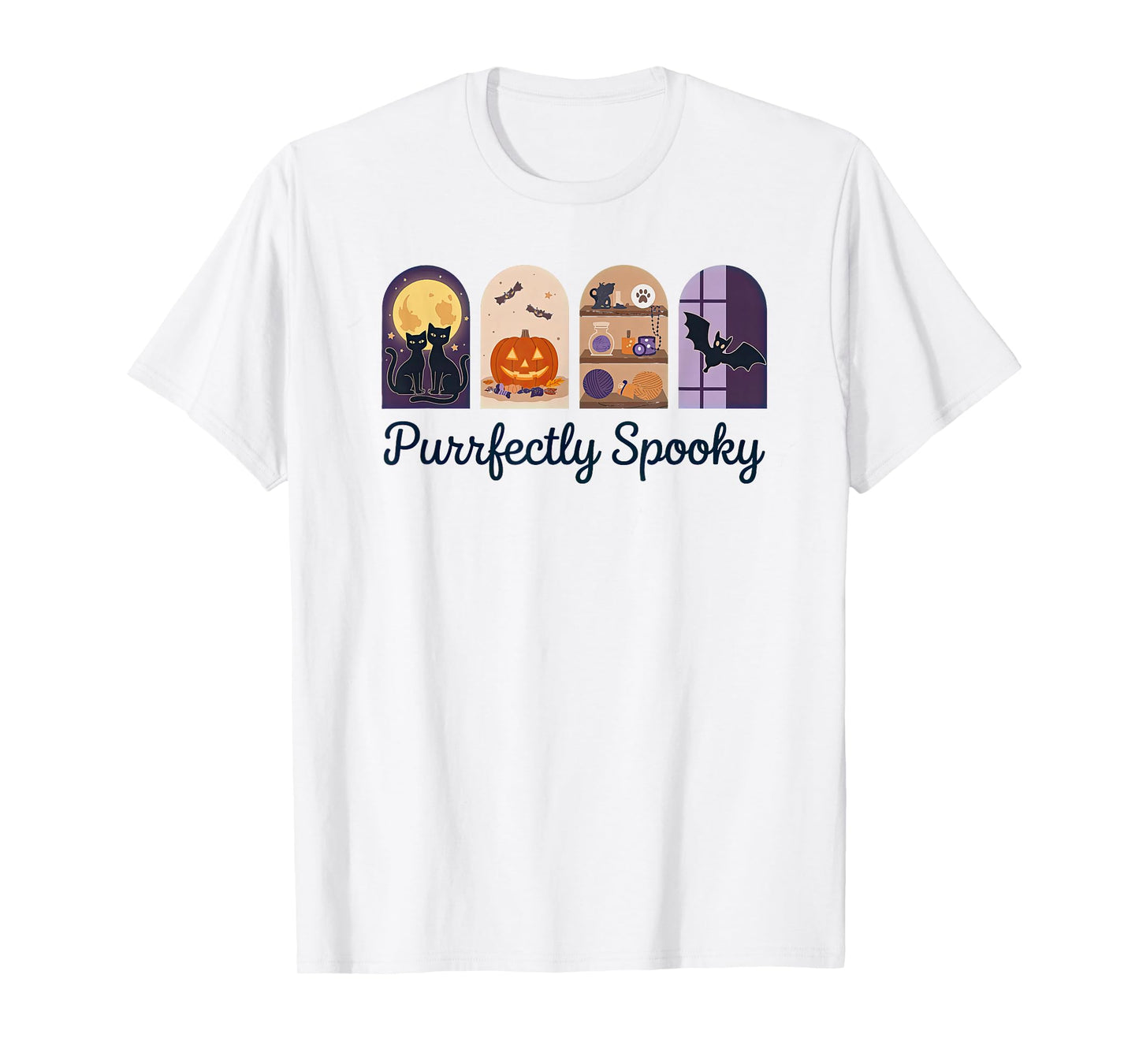 Cute Halloween Black Cats Funny Saying Purrfectly Spooky T-Shirt