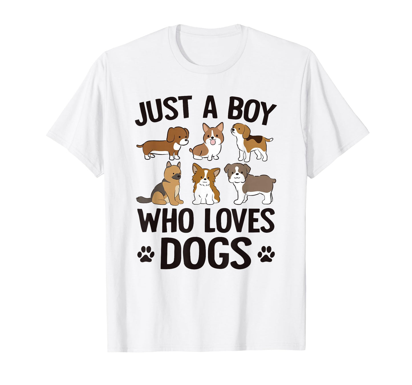 Just A Boy Who Loves Dogs Boys Toddler Puppy Dog Lover T-Shirt