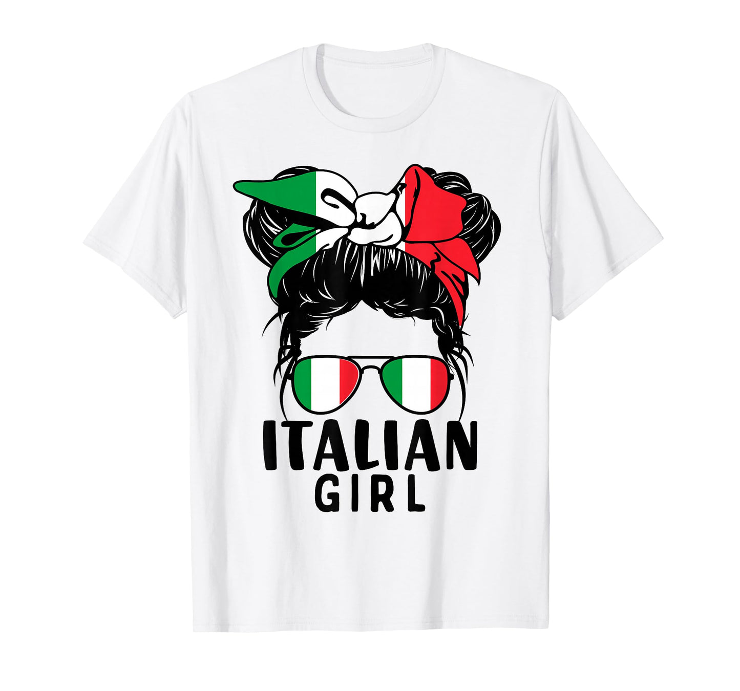Italian Girl Messy Hair Italy Pride Patriotic Womens Kids T-Shirt