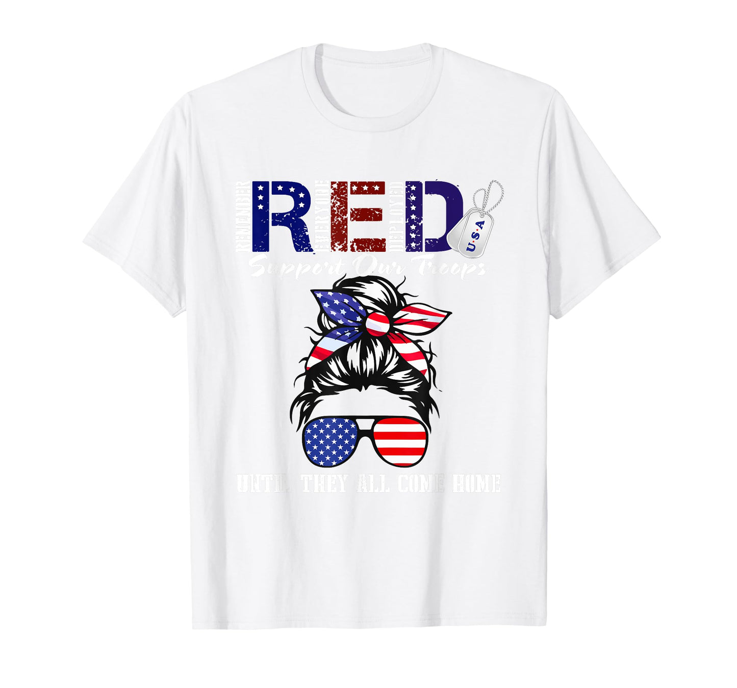 On Friday We Wear Red Military Support Troops Red US Flag T-Shirt