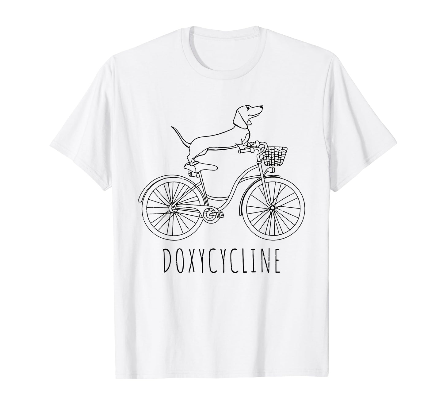 Retro Doxycycline Pharmacy Funny Dachshund On Bicycle T-Shirt