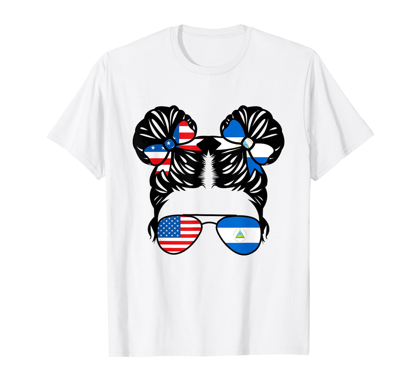 Half American Nicaraguan Girl USA Nicaragua Flag Patriot T-Shirt