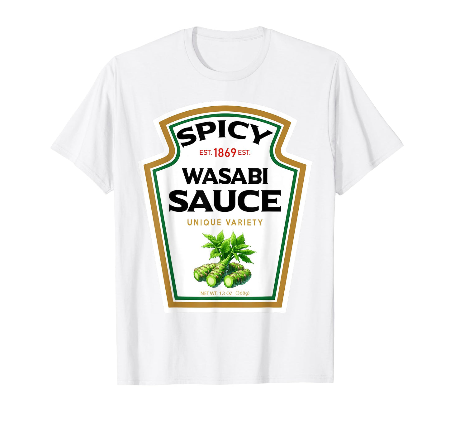 Spicy Wasabi Sauce Bottle Label Funny Halloween Costume T-Shirt