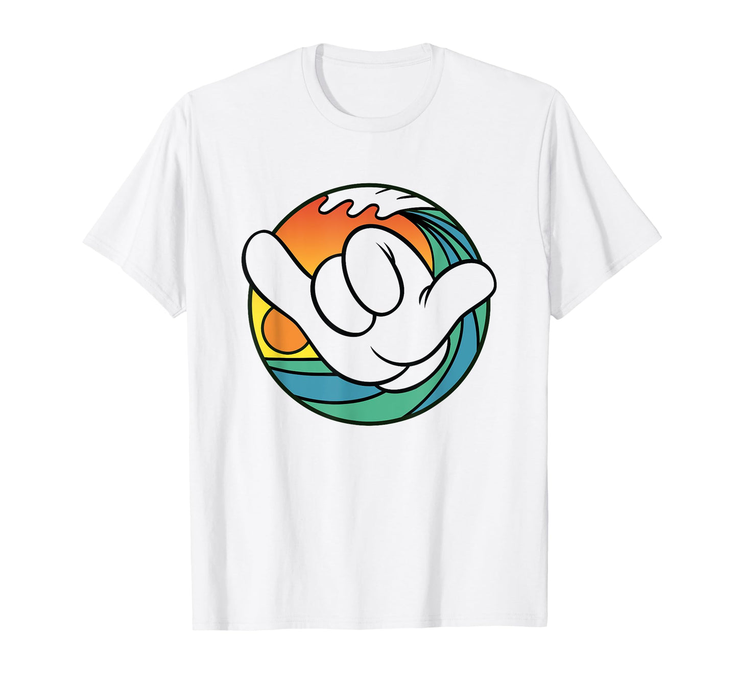 Disney Mickey And Friends Hand Shaka Sign Sunset Surf T-Shirt