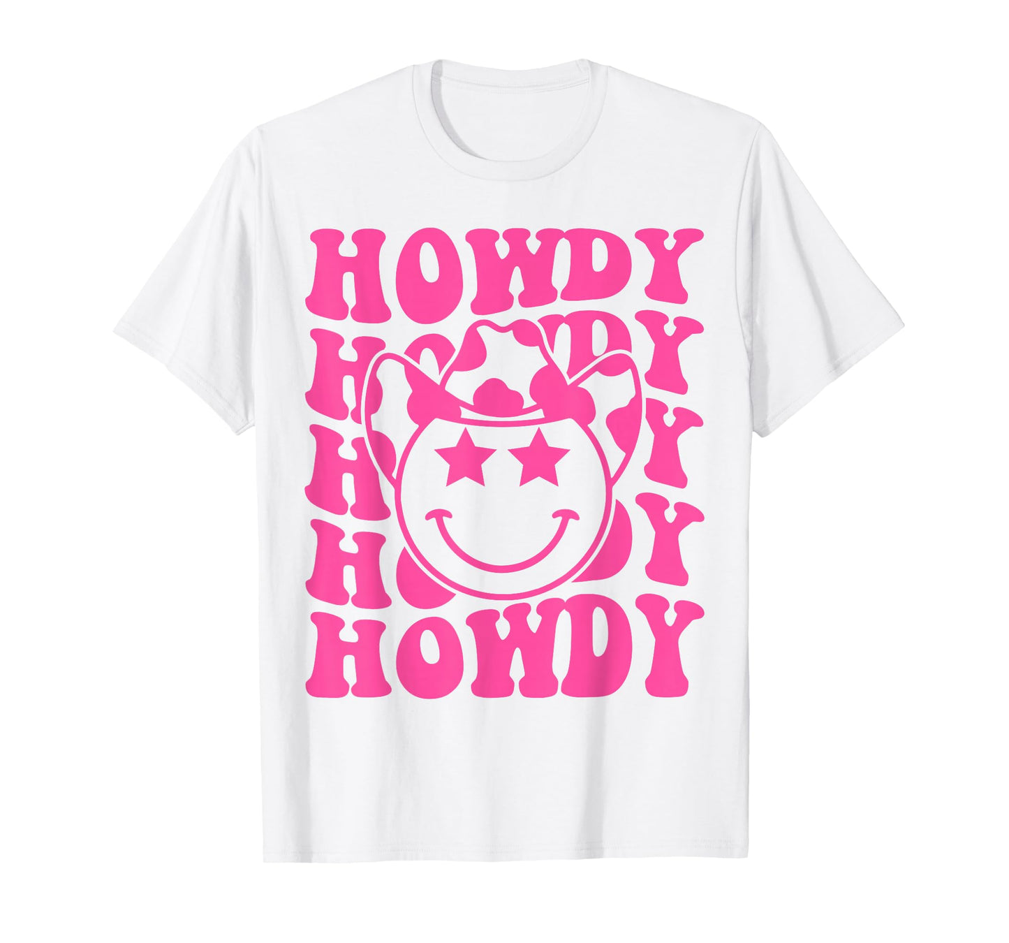 Pink Howdy Smile Face Rodeo Western Country Southern Cowgirl T-Shirt
