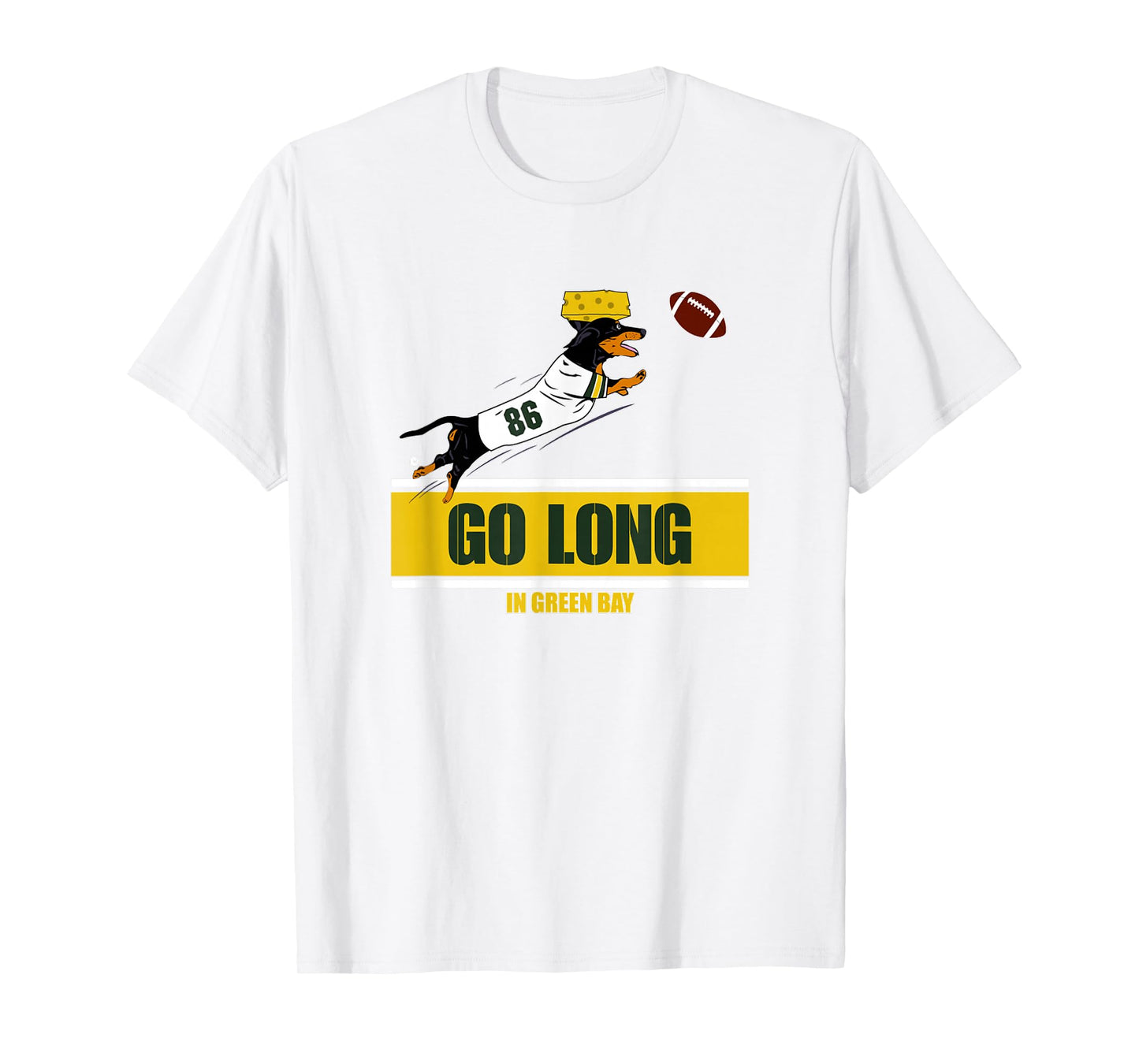 Go Long in Green Bay Funny Dachshund Football T-Shirt T-Shirt