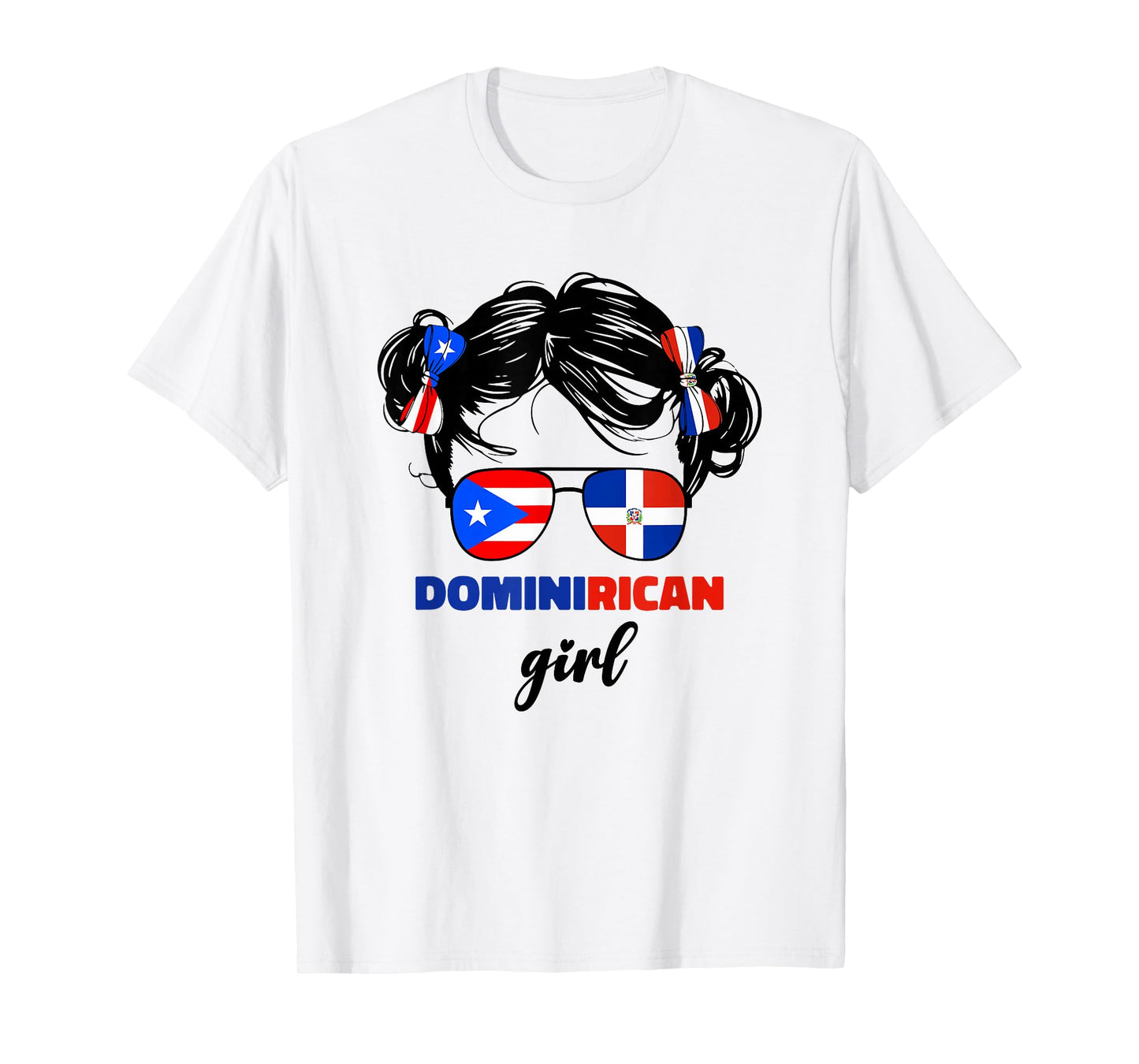 DominiRican Girl Kids Dominican and Puerto Rican Rico Flag T-Shirt