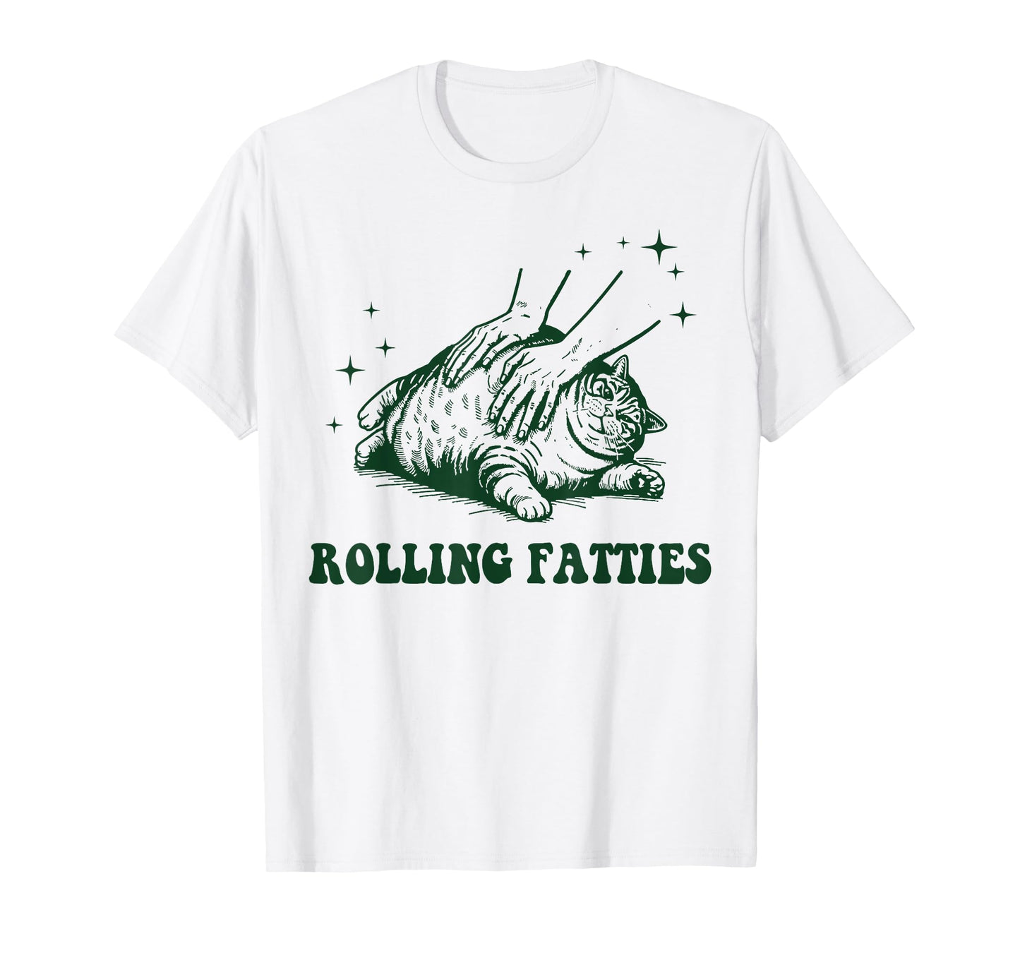 Rolling Fatties Cat Funny Cute Cat Lover Kitten Owner Unisex-Adults Grey T-Shirt, Short Sleeve, Small