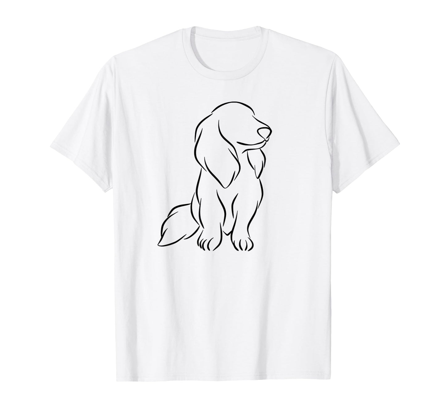Long haired Dachshund Line Art Cute Doxie Wiener Dog Women T-Shirt