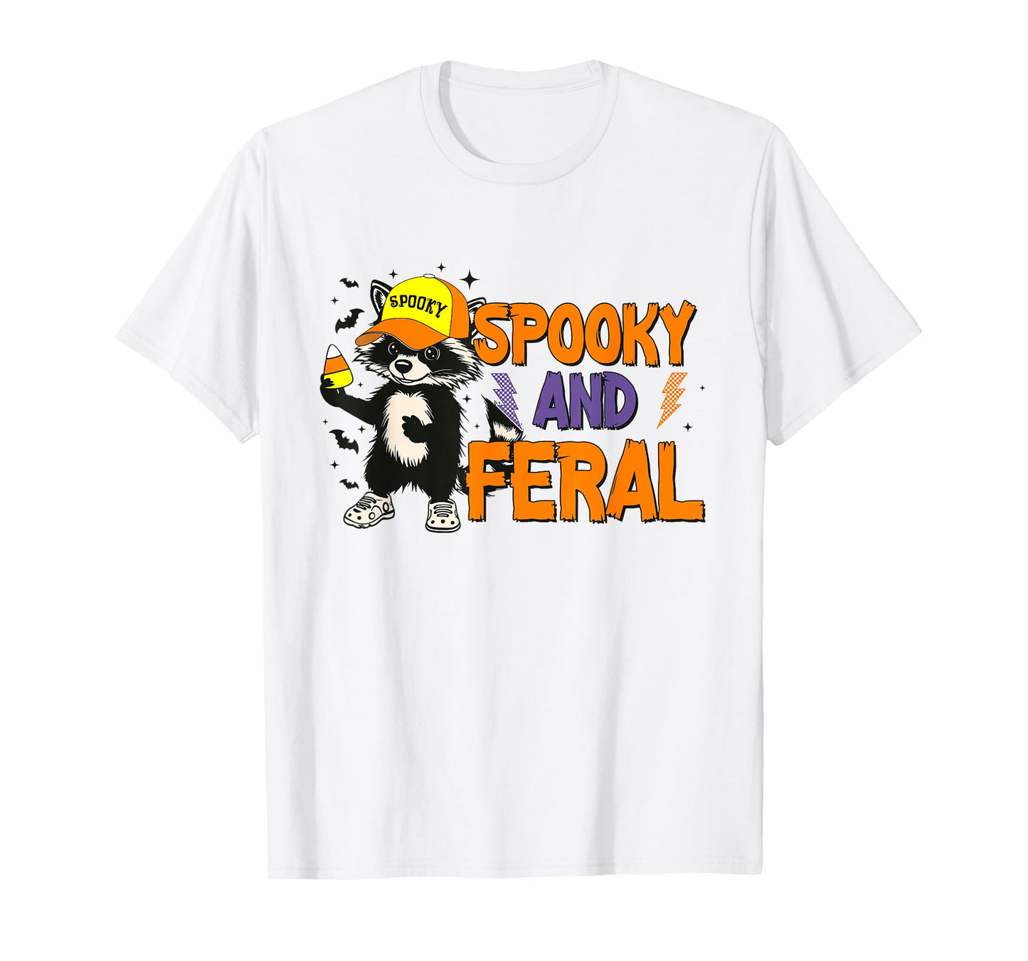 Funny Spooky And Feral Raccoon Halloween Spooky Sarcastic T-Shirt