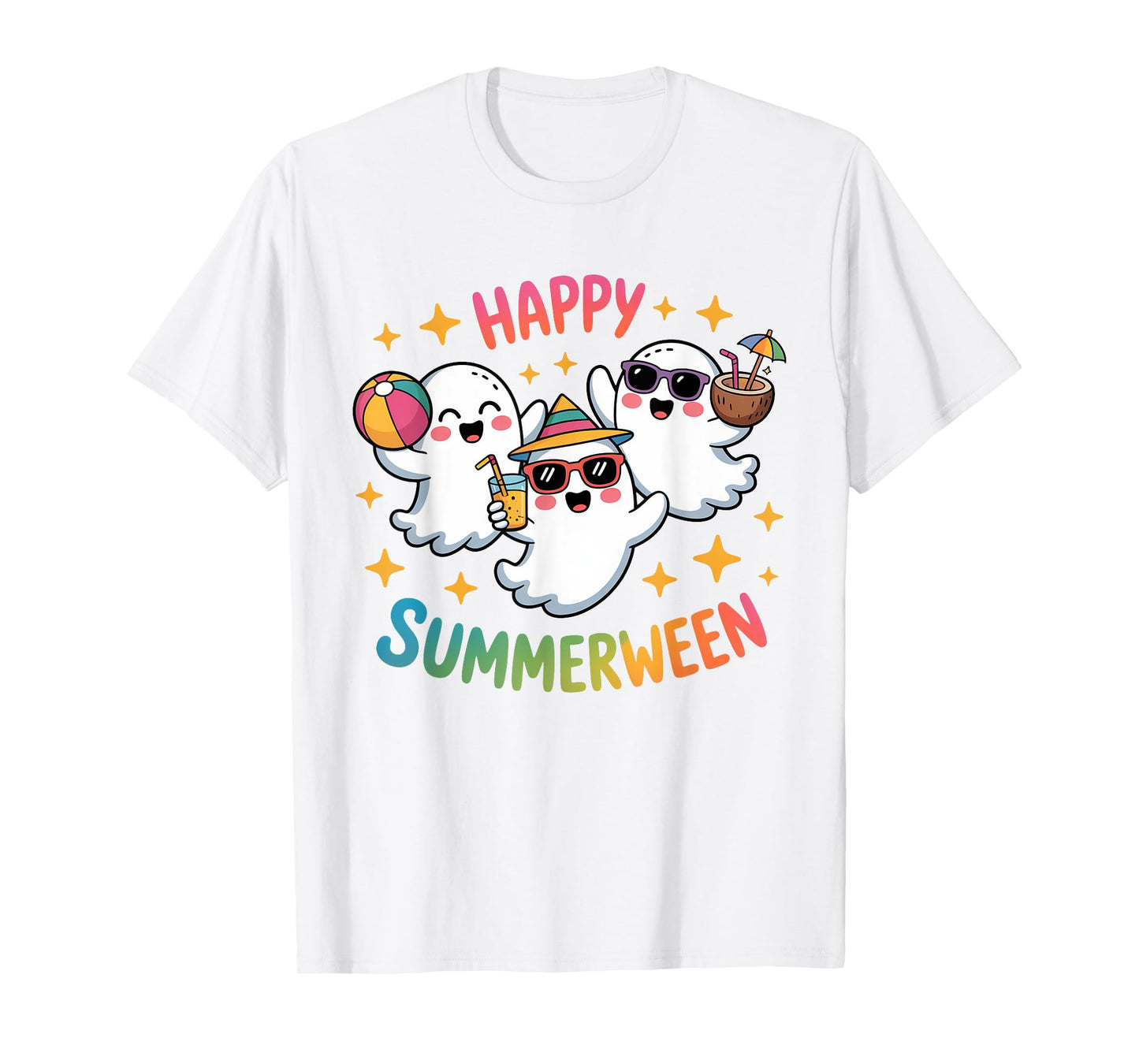 Happy Summerween Summer Halloween Ghost Summerween Spooky T-Shirt