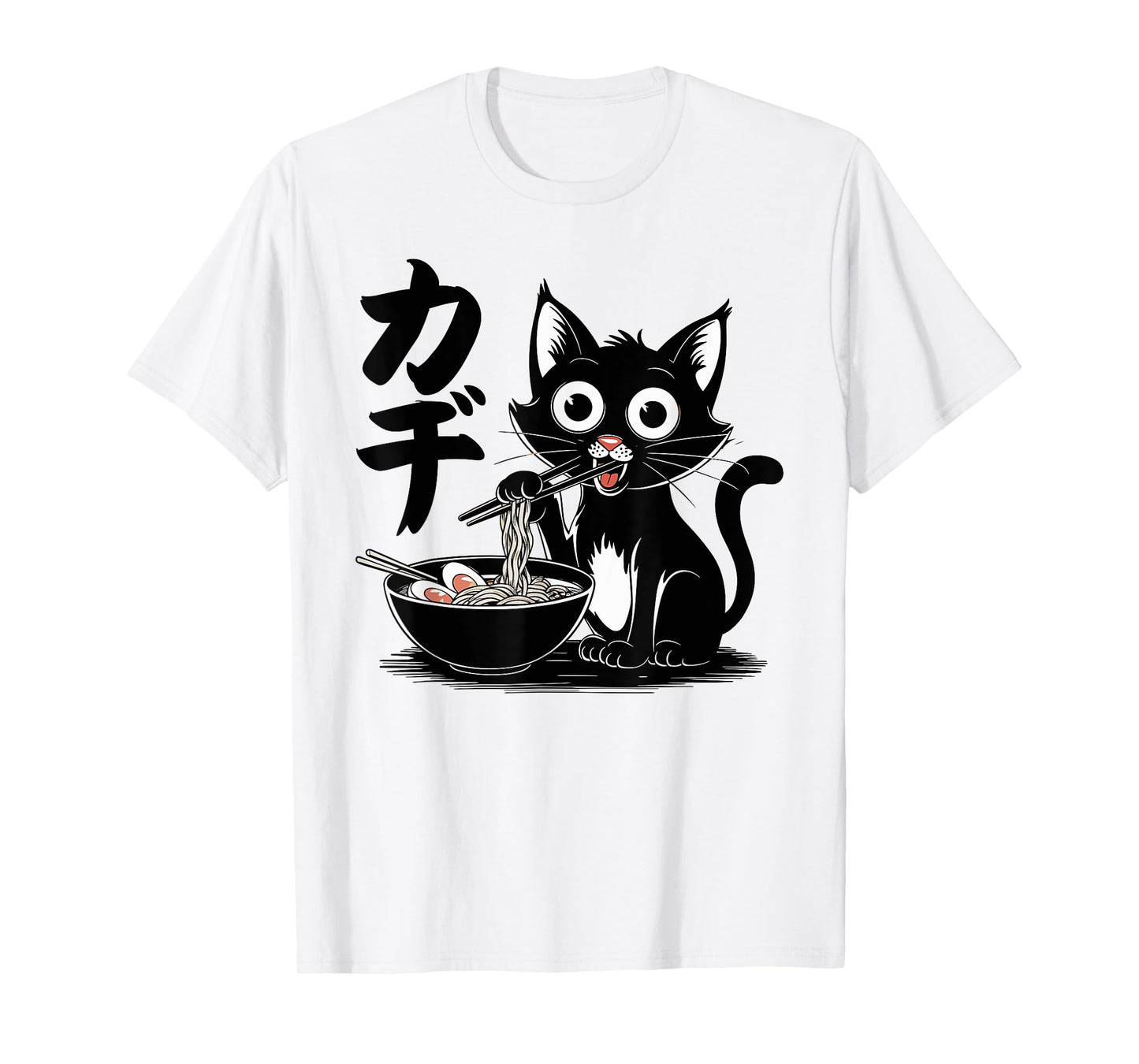 Funny Cat Ramen Noodle Japanese Kawaii Anime Otaku Style T-Shirt
