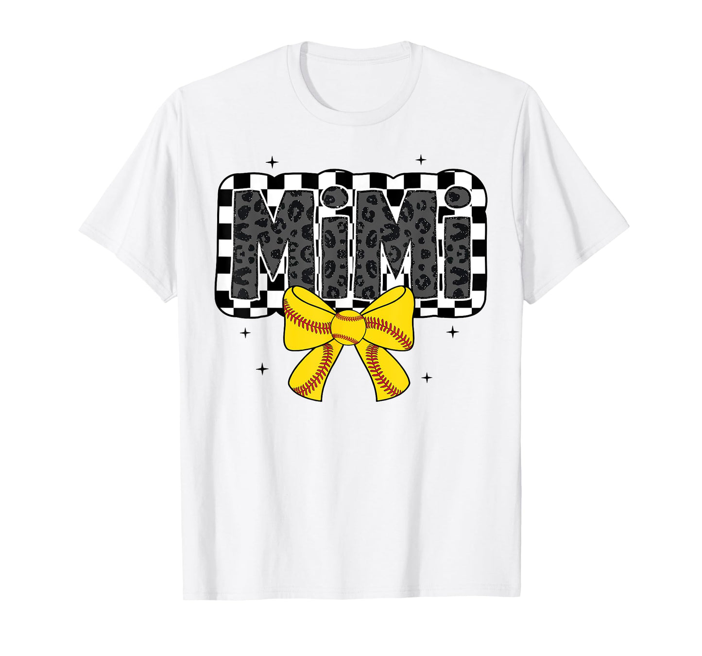 Cute Softball Mimi Ballpark Coquette Bow Grandma Mothers Day T-Shirt